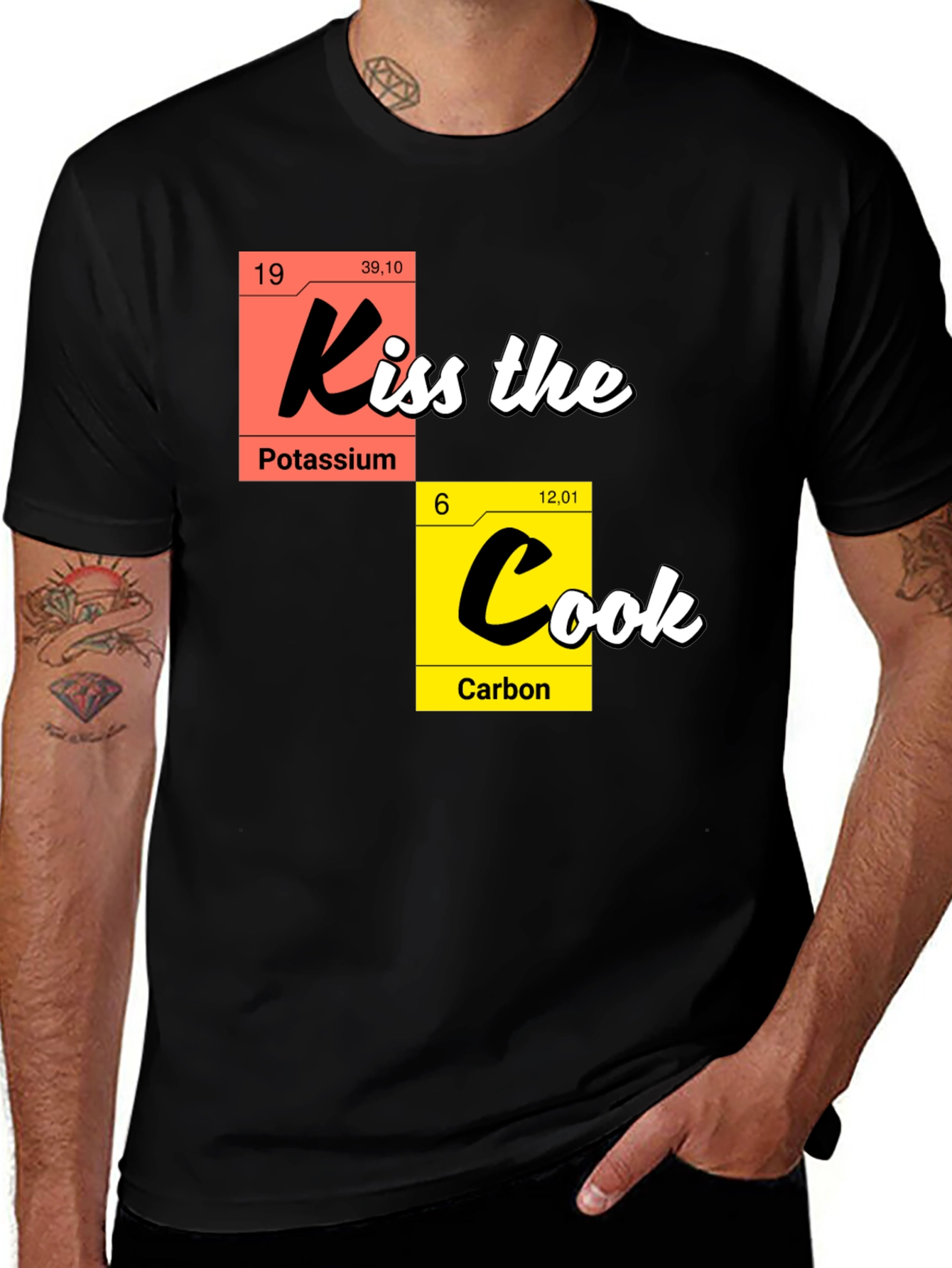 Variant 4 of Kiss the Cook Chemistry Pun T-Shirt - Fun Kitchen Apparel