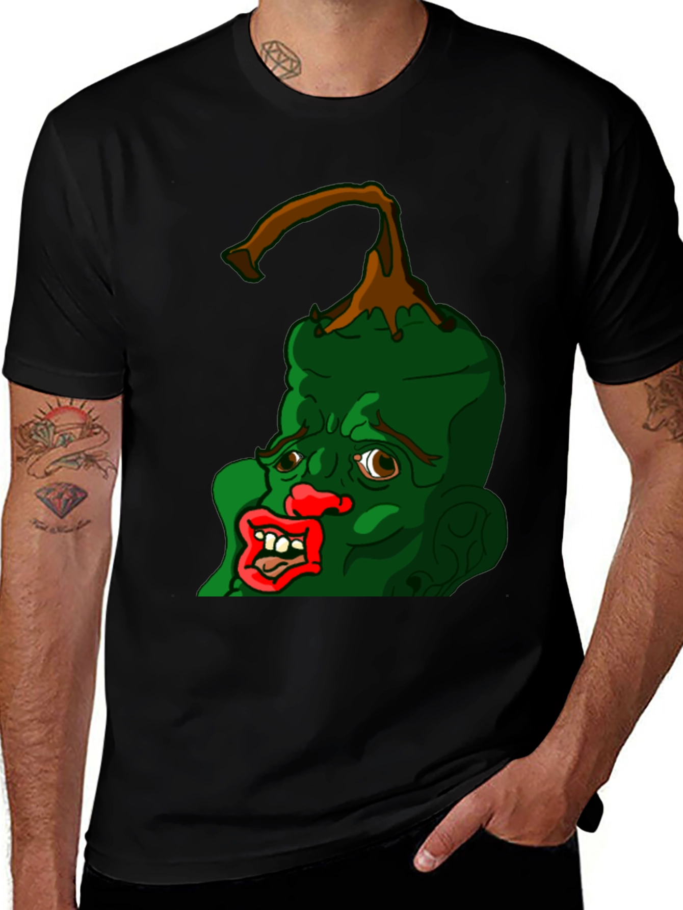 Variant 9 of Grotesque Pepper Head Black T-Shirt