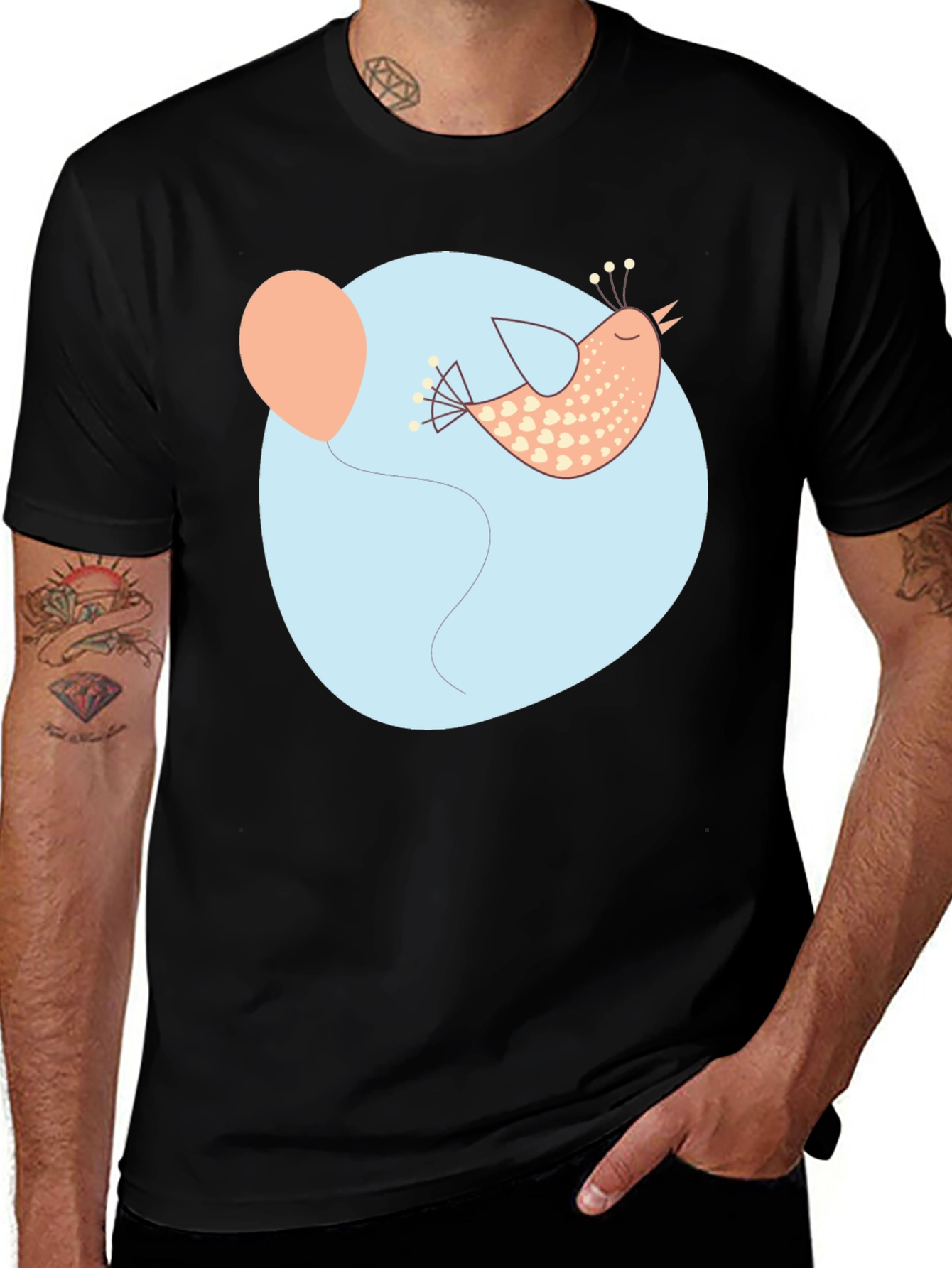 Whimsical Bird Balloon Graphic Tee