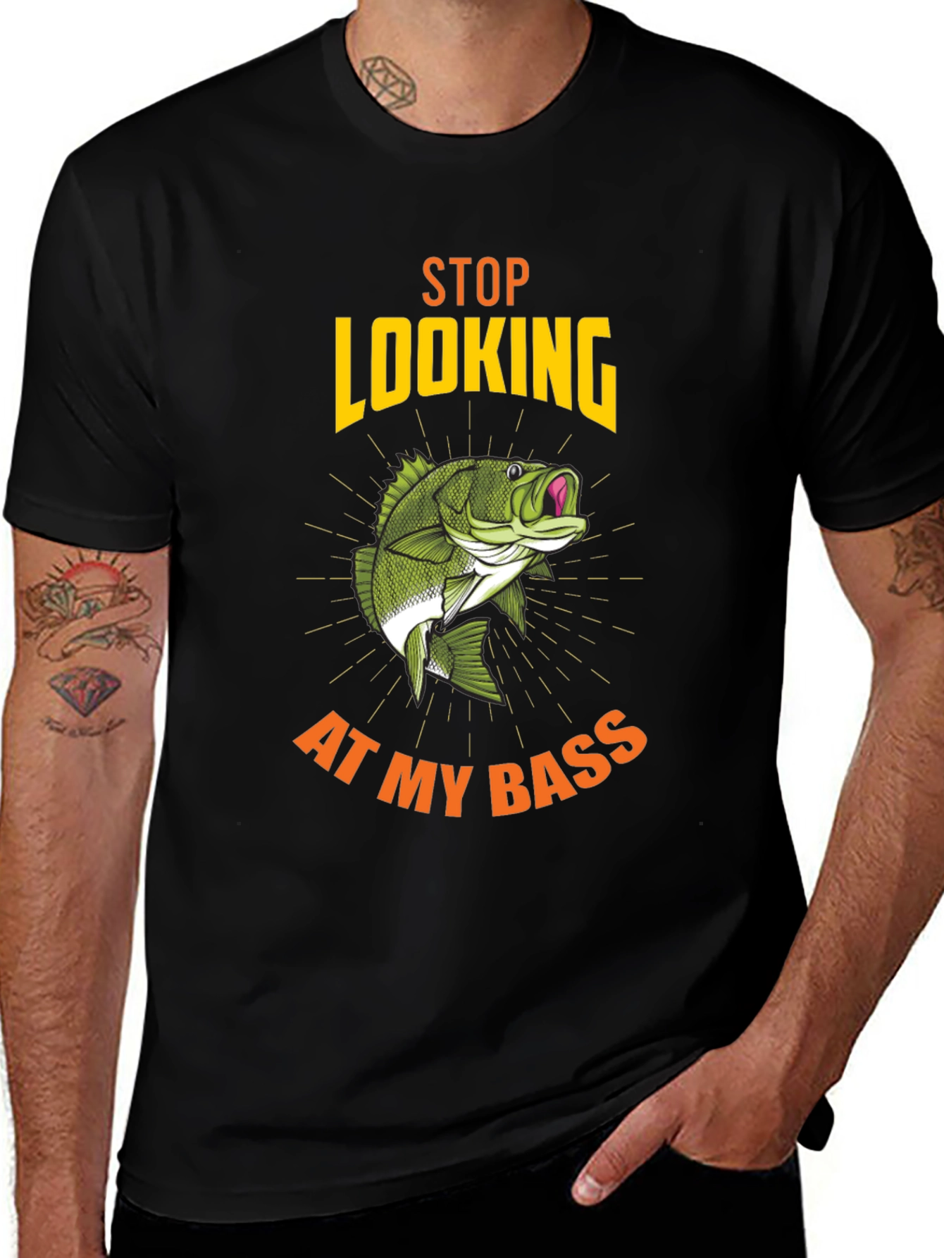 Variant 4 of Stop Looking At My Bass T-Shirt