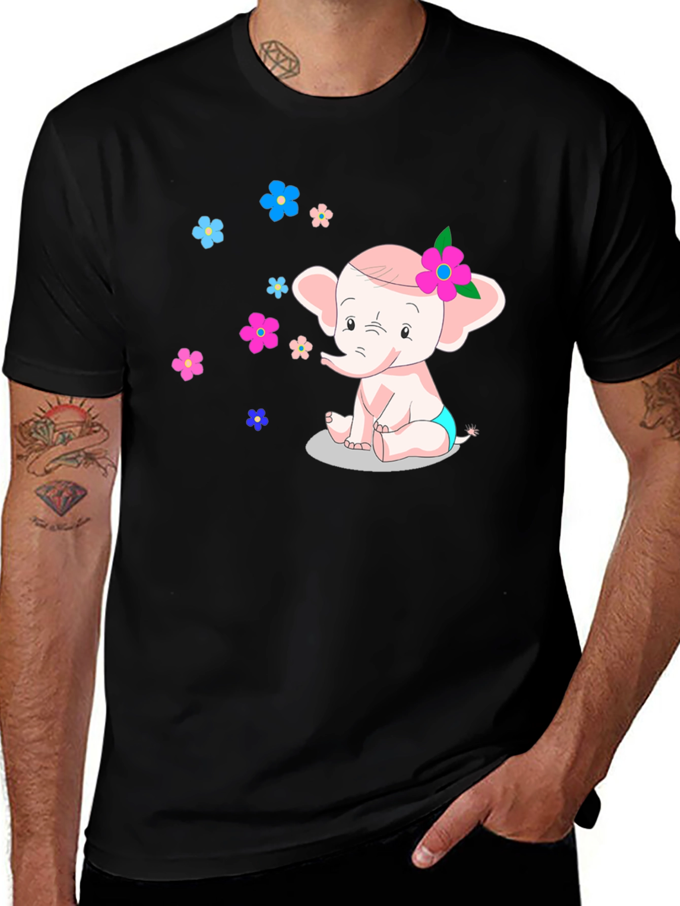 Variant 30 of Cute Cartoon Elephant Graphic Tee