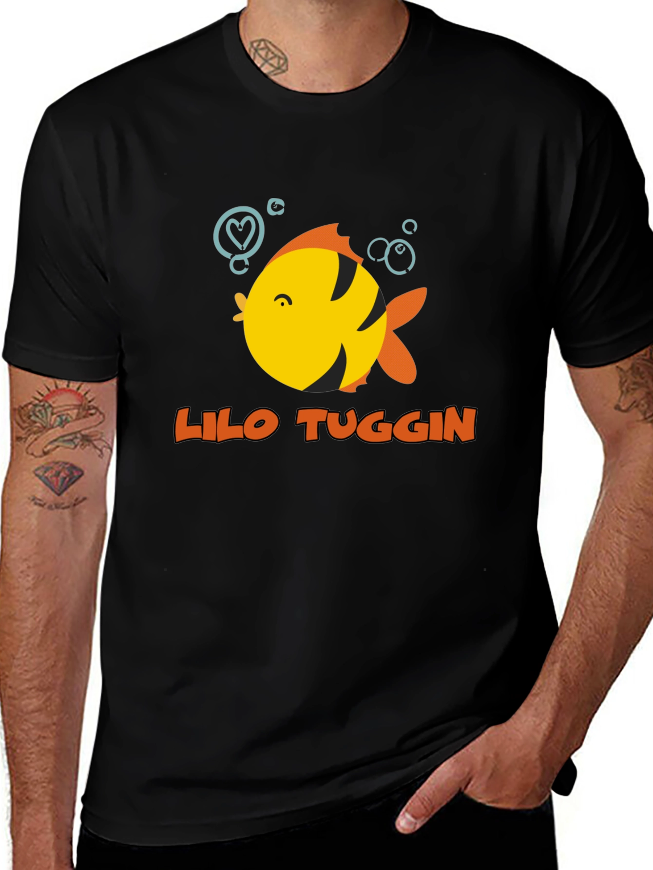 Variant 29 of Lilo Tuggin Fish Graphic Black T-Shirt