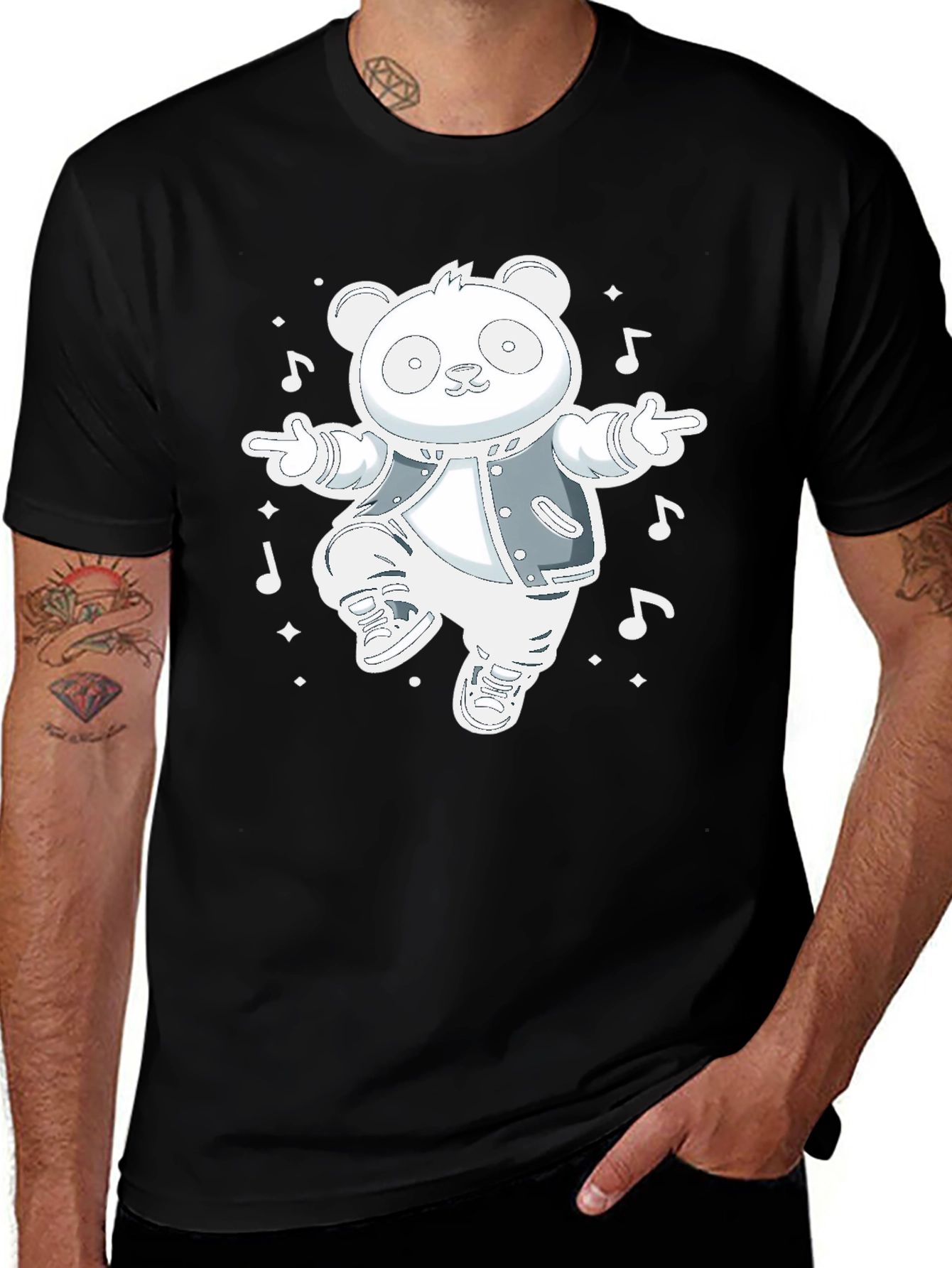 Variant 13 of Dancing Panda Graphic Tee - Stylish Black Cotton T-Shirt