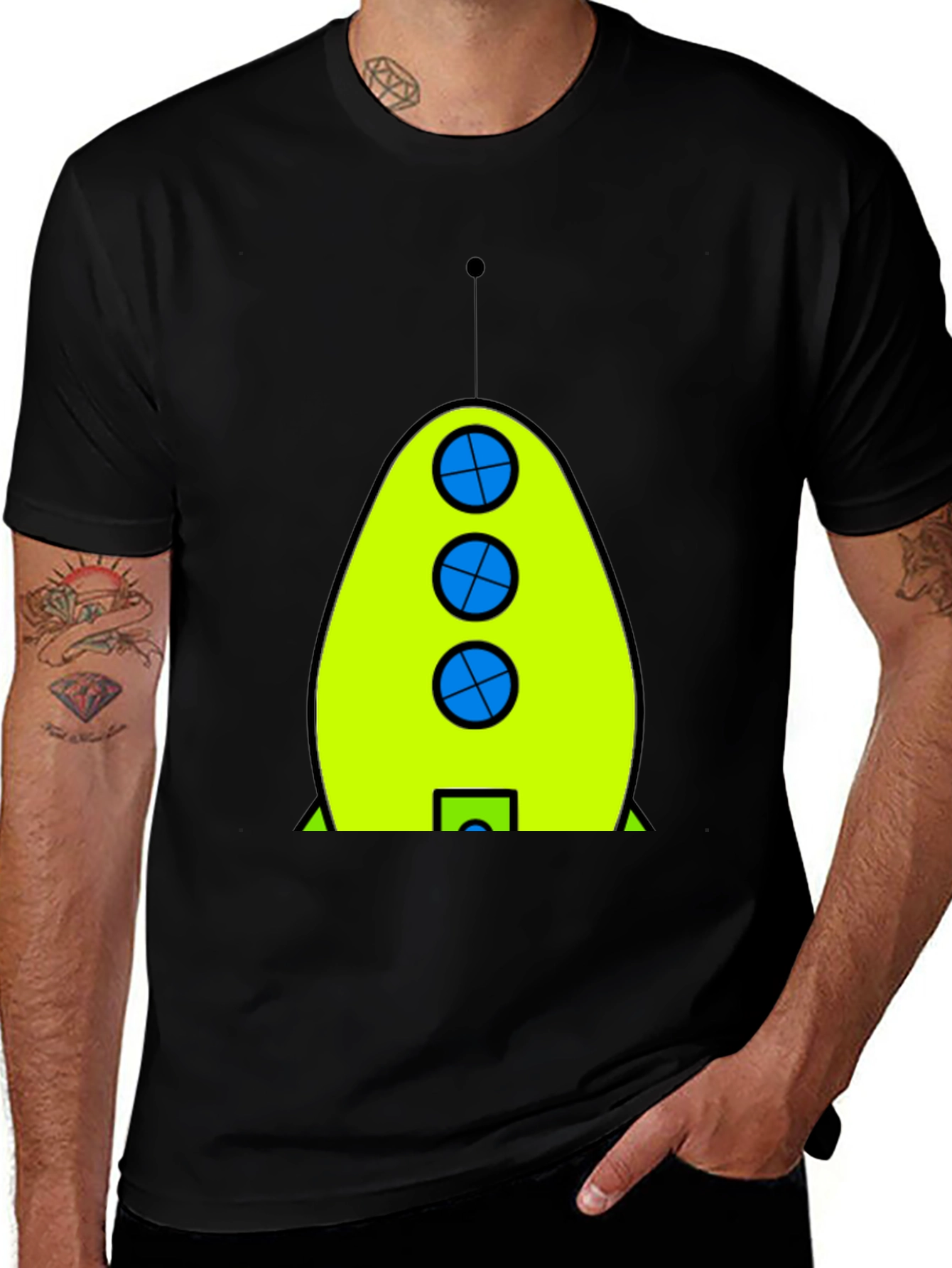 Variant 10 of Retro Rocket T-Shirt - Graphic Tee