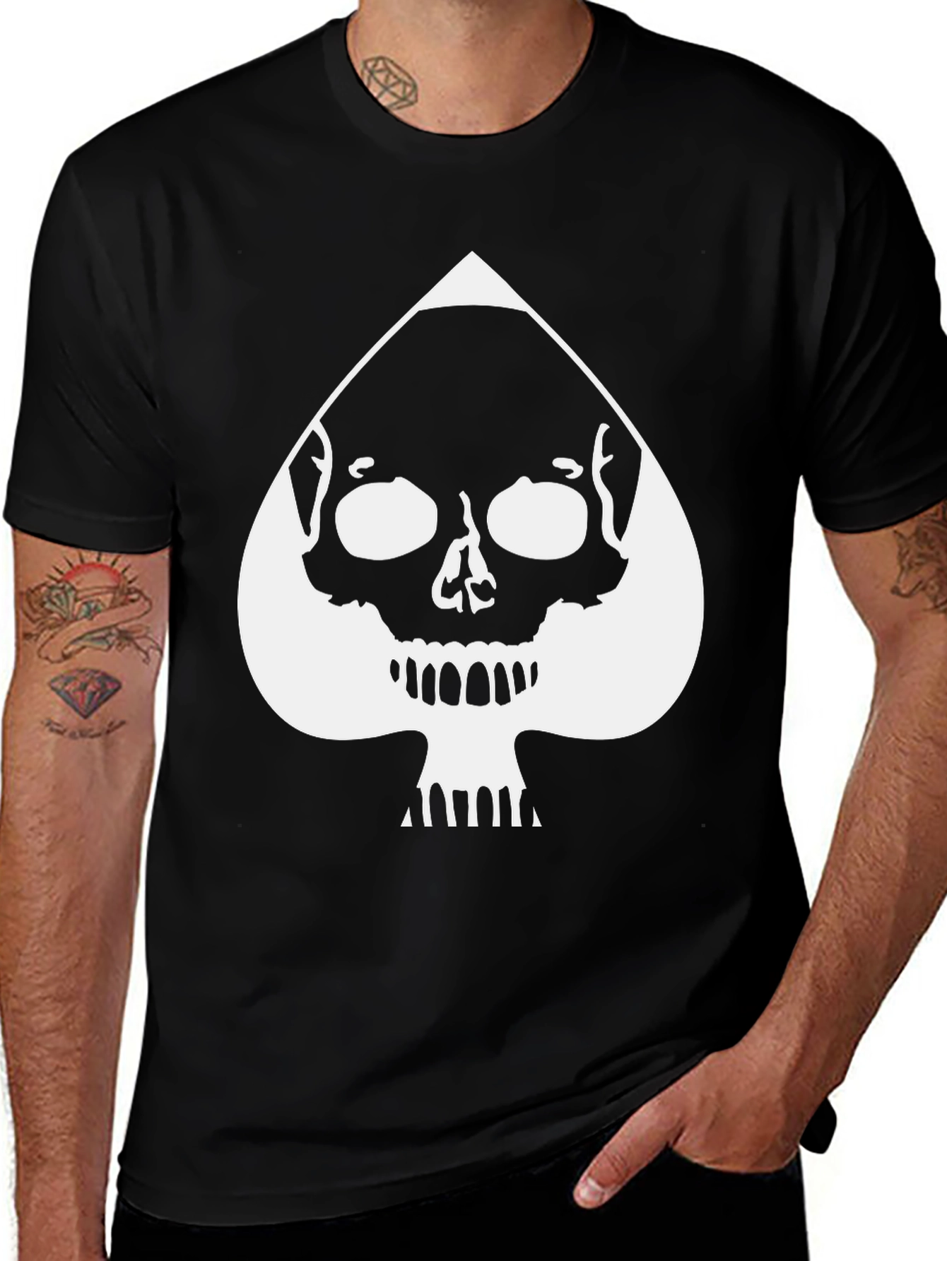 Variant 17 of Skull Spade Graphic Tee - Black Cotton T-Shirt