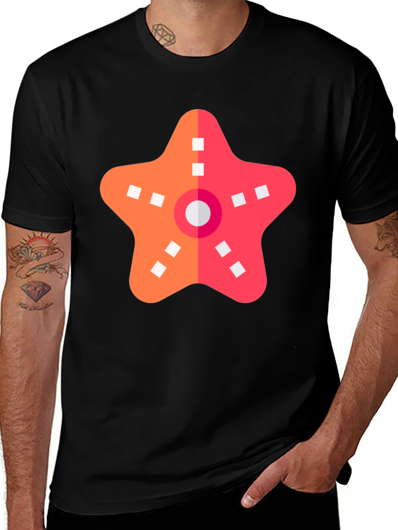 Variant 3 of Starfish Graphic Black T-Shirt - Coastal Casual
