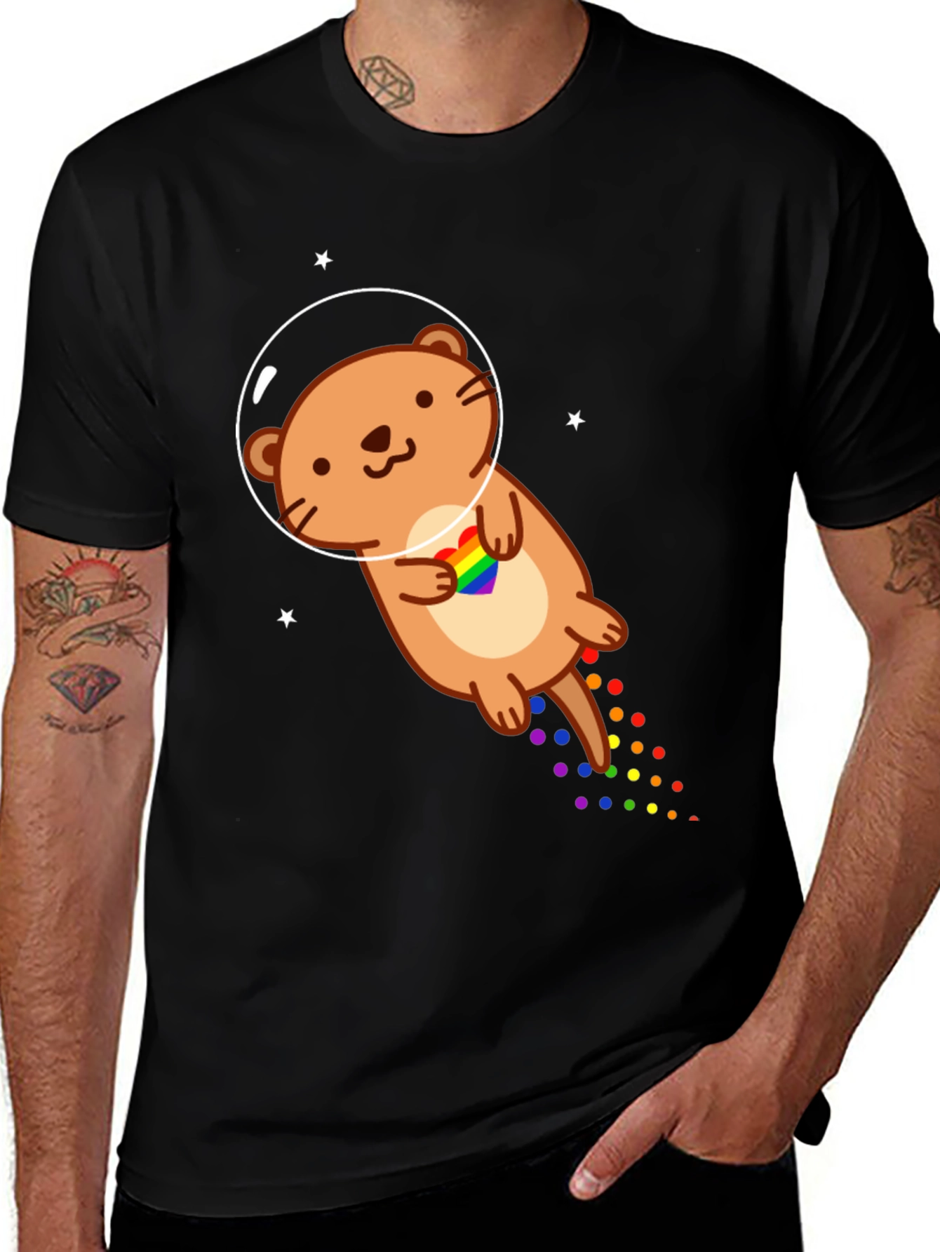 Variant 17 of Space Otter LGBT Pride T-Shirt