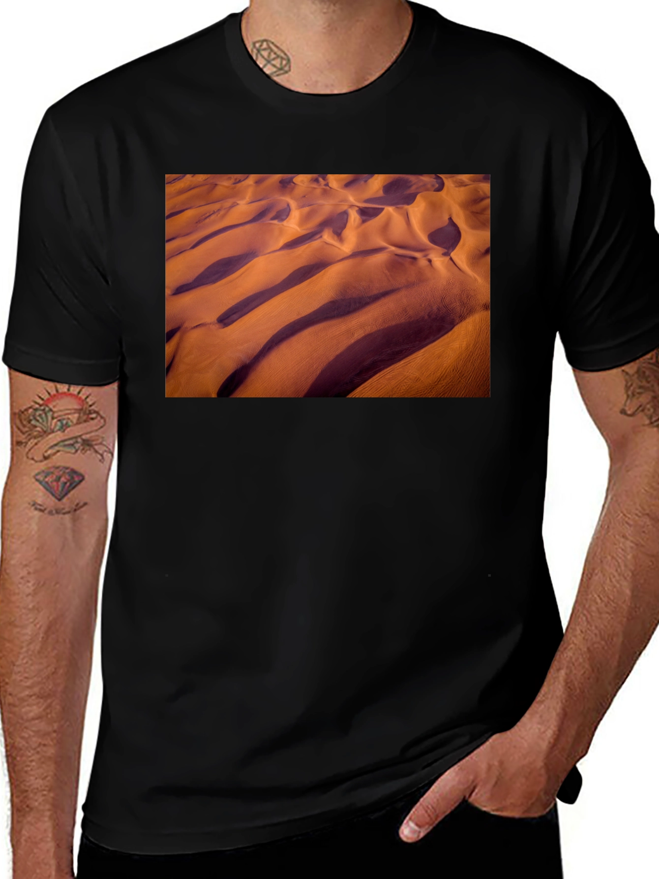 Variant 14 of Desert Sands Graphic Tee - Stylish Black T-Shirt