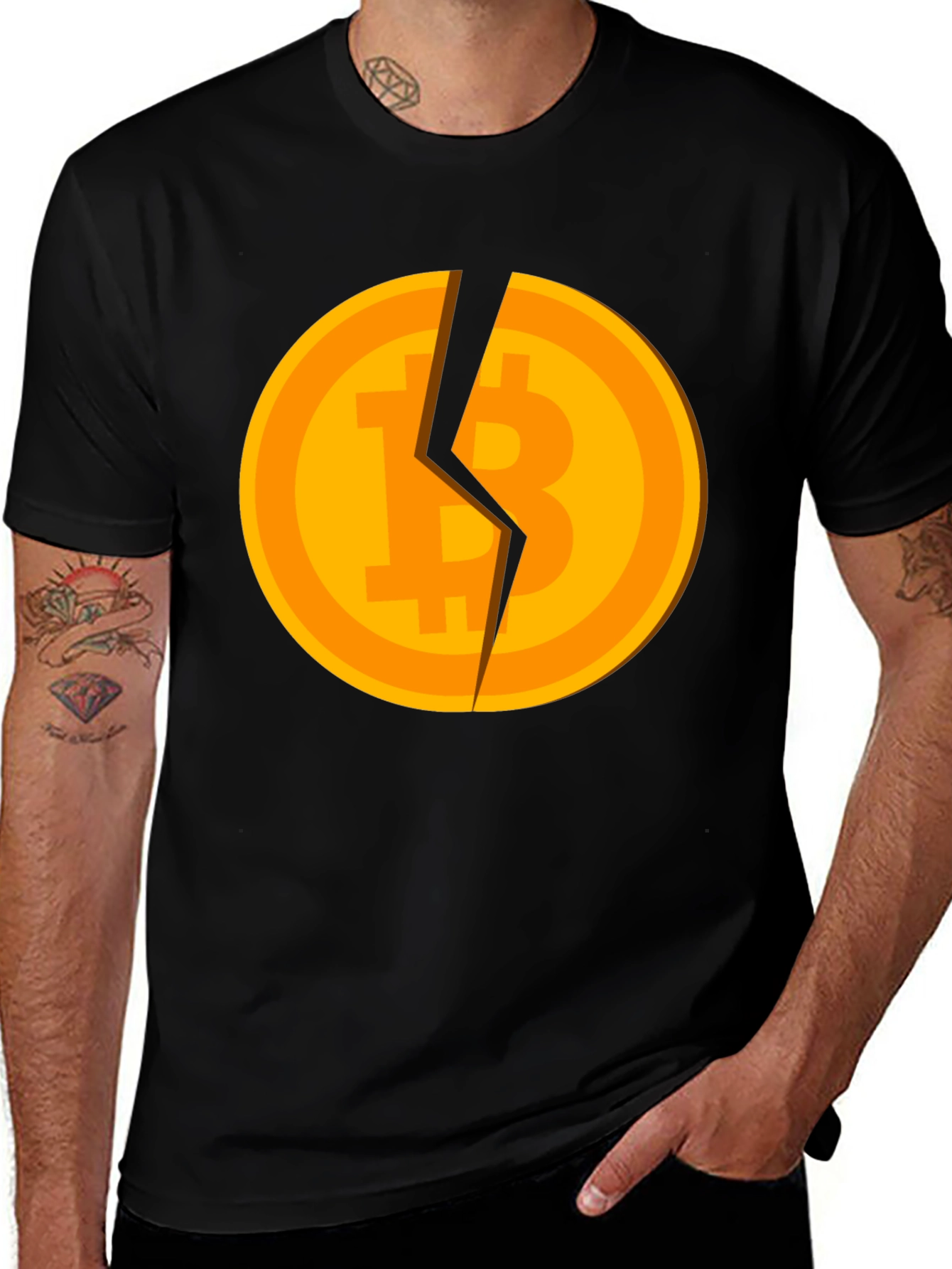 Variant 15 of Broken Bitcoin Graphic T-Shirt - Crypto Tee