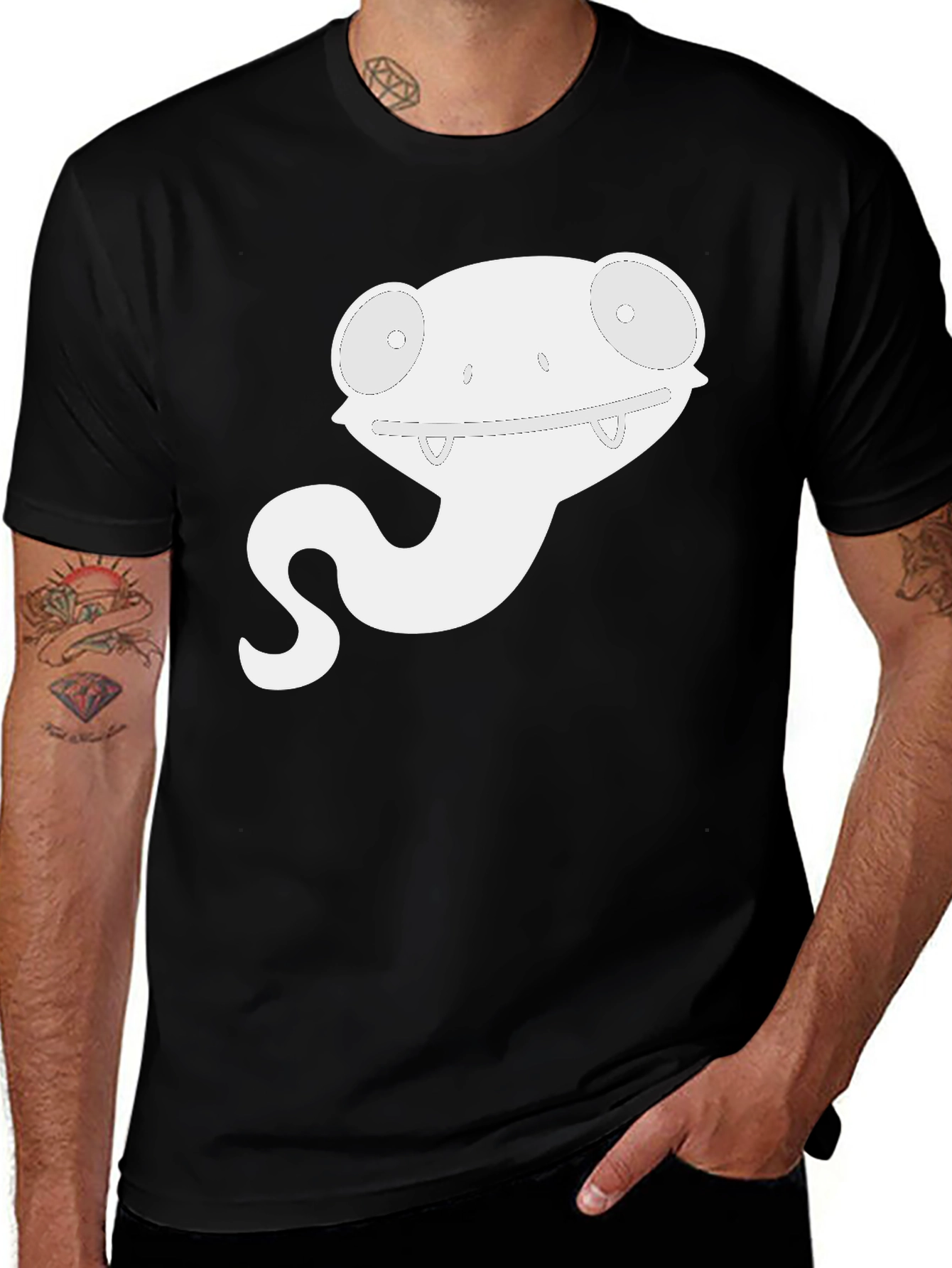 Variant 12 of Spooky Ghost Tee - Black Graphic T-Shirt