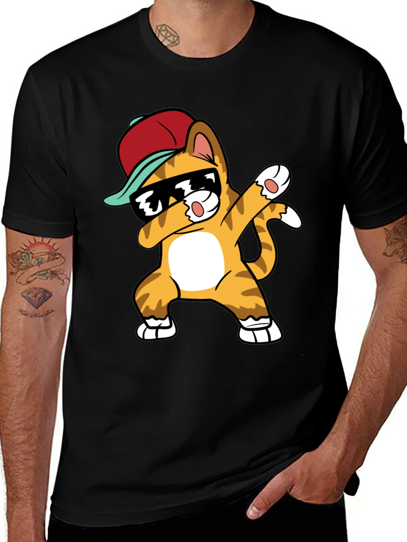 Variant 20 of Dabbing Cat Graphic Tee - Cool & Trendy