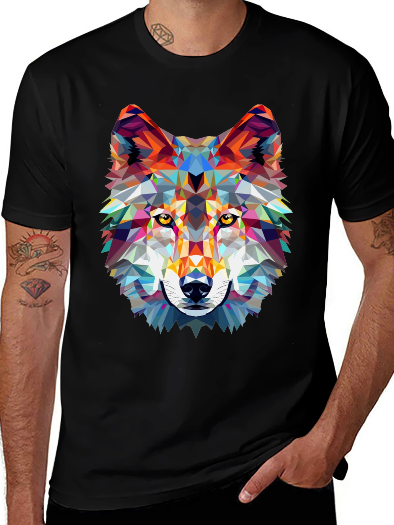 Variant 26 of Geometric Wolf Graphic Tee - Modern Style