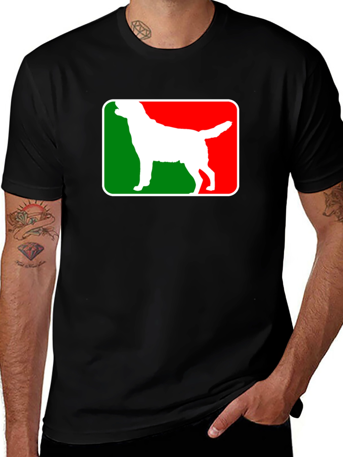 Variant 11 of Dog Silhouette Graphic Tee - Black Cotton Blend