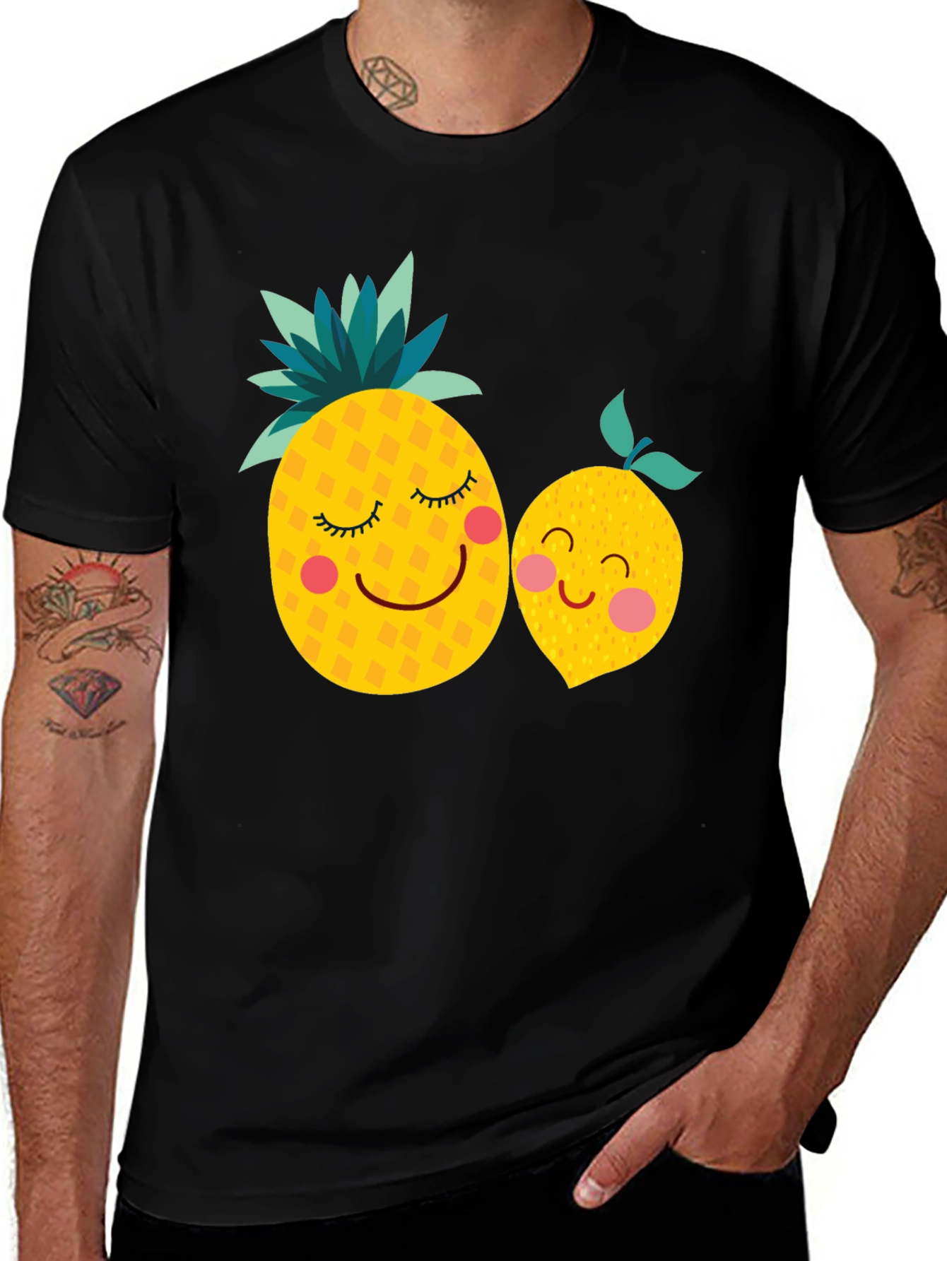 Variant 12 of Cute Fruit Graphic Black T-Shirt