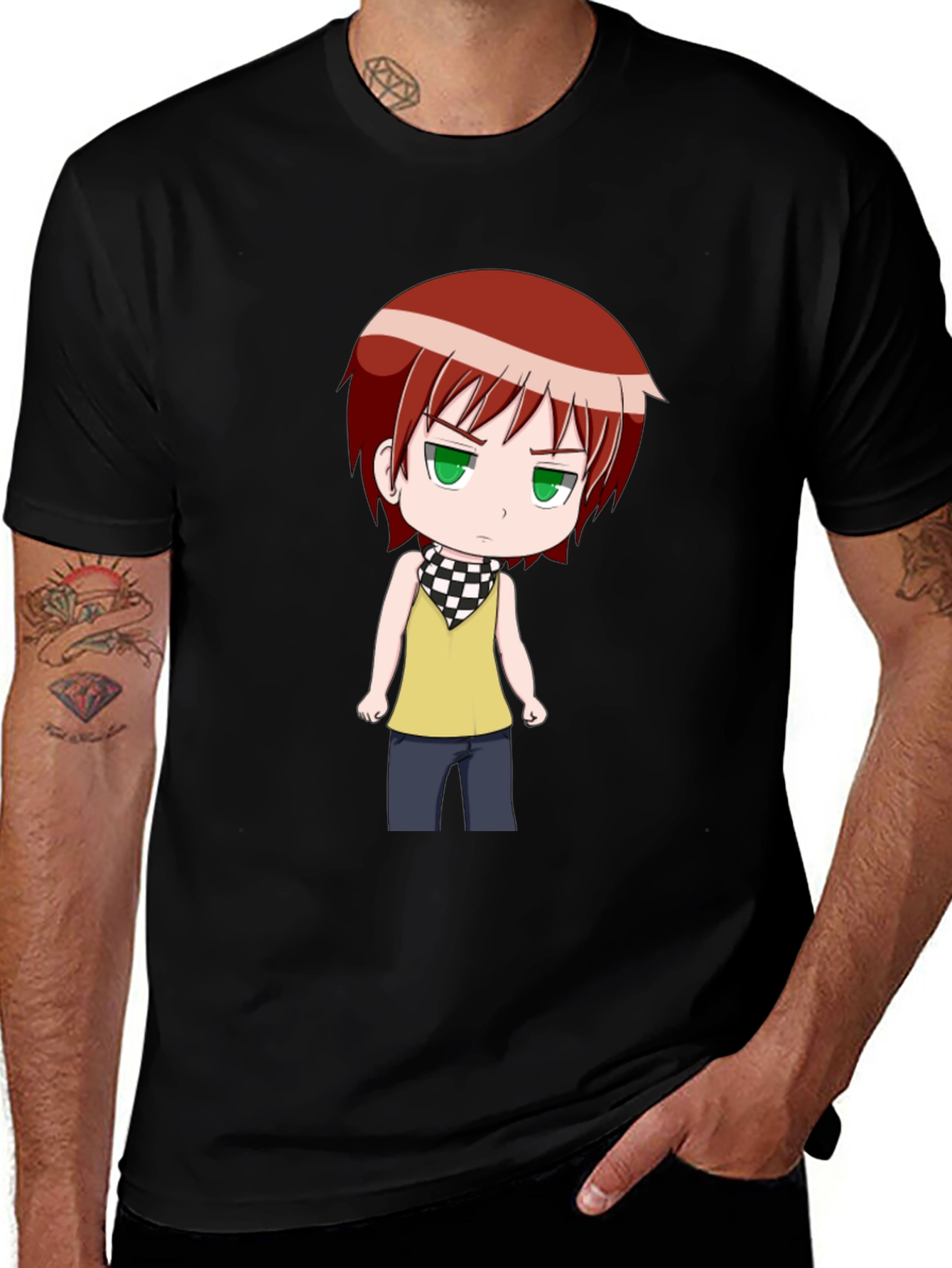 Variant 18 of Anime Character Graphic Black T-Shirt