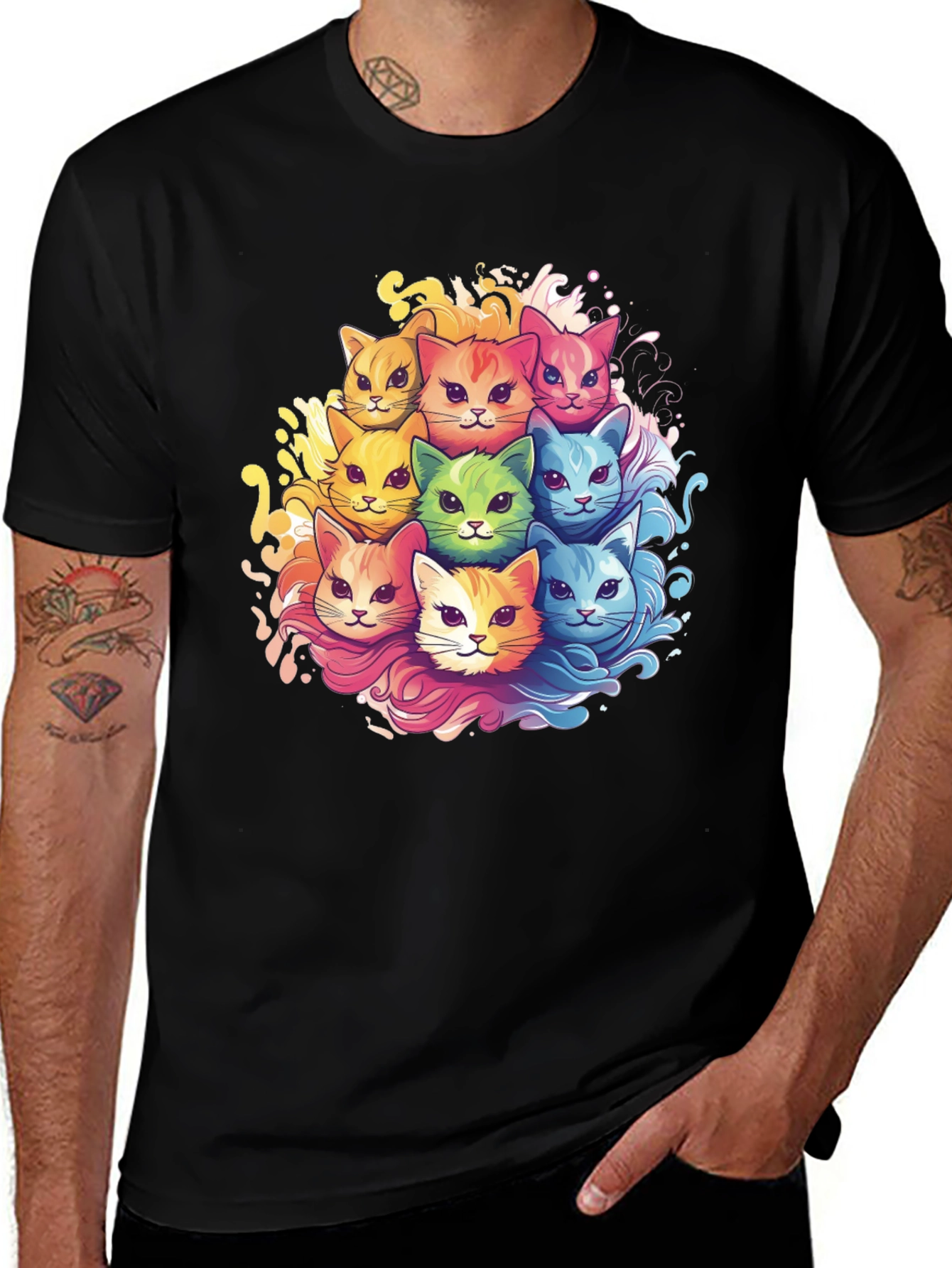 Variant 27 of Colorful Cats T-Shirt, Unique Design