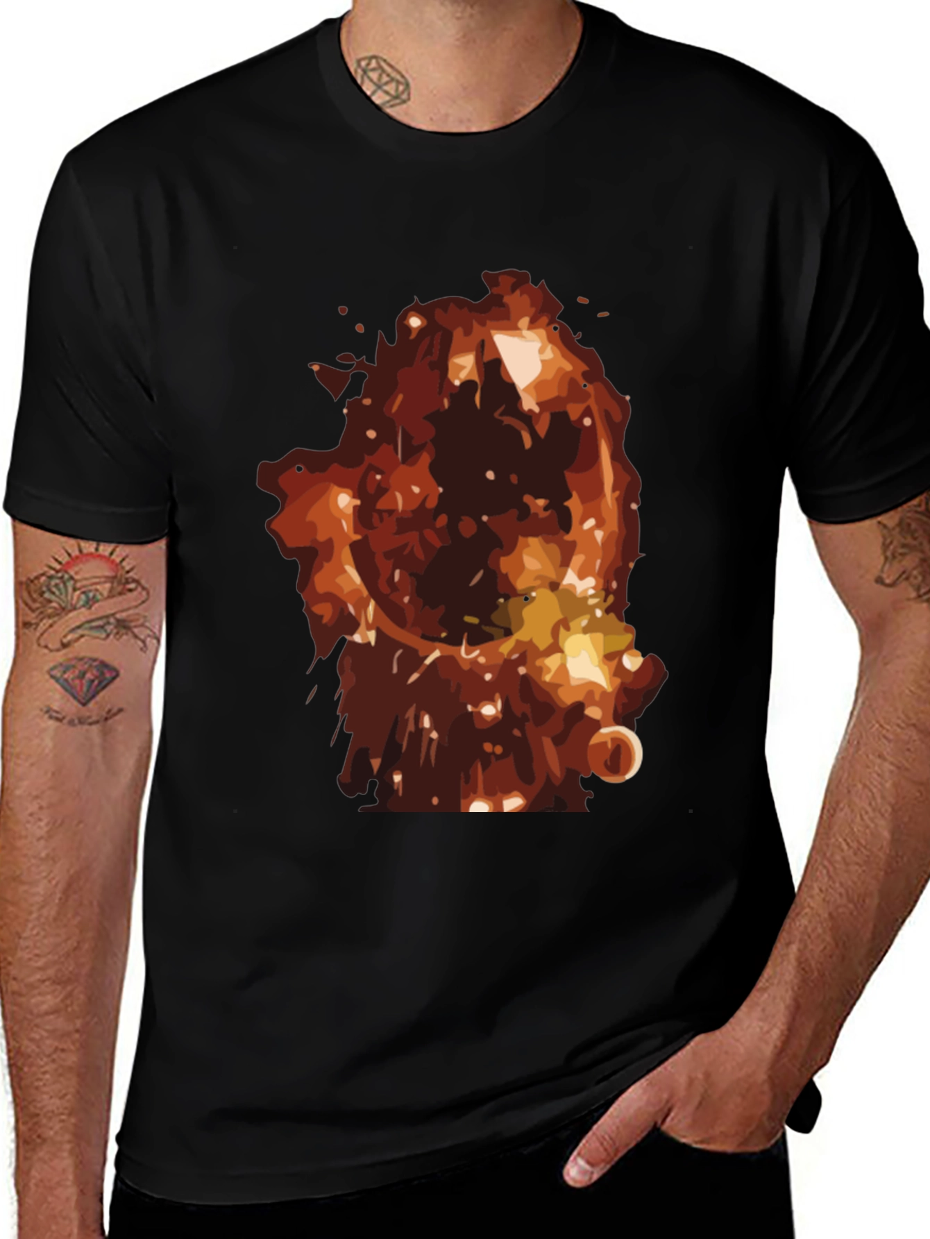 Variant 27 of Fiery Graphic Print Men's Black T-Shirt