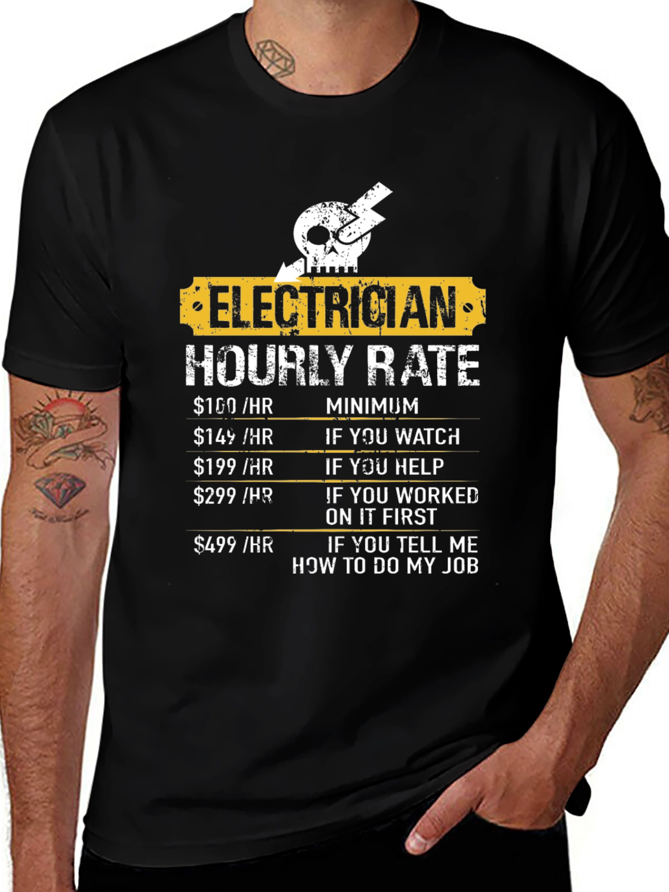 Variant 28 of Electrician Hourly Rate T-Shirt Funny Job Gift