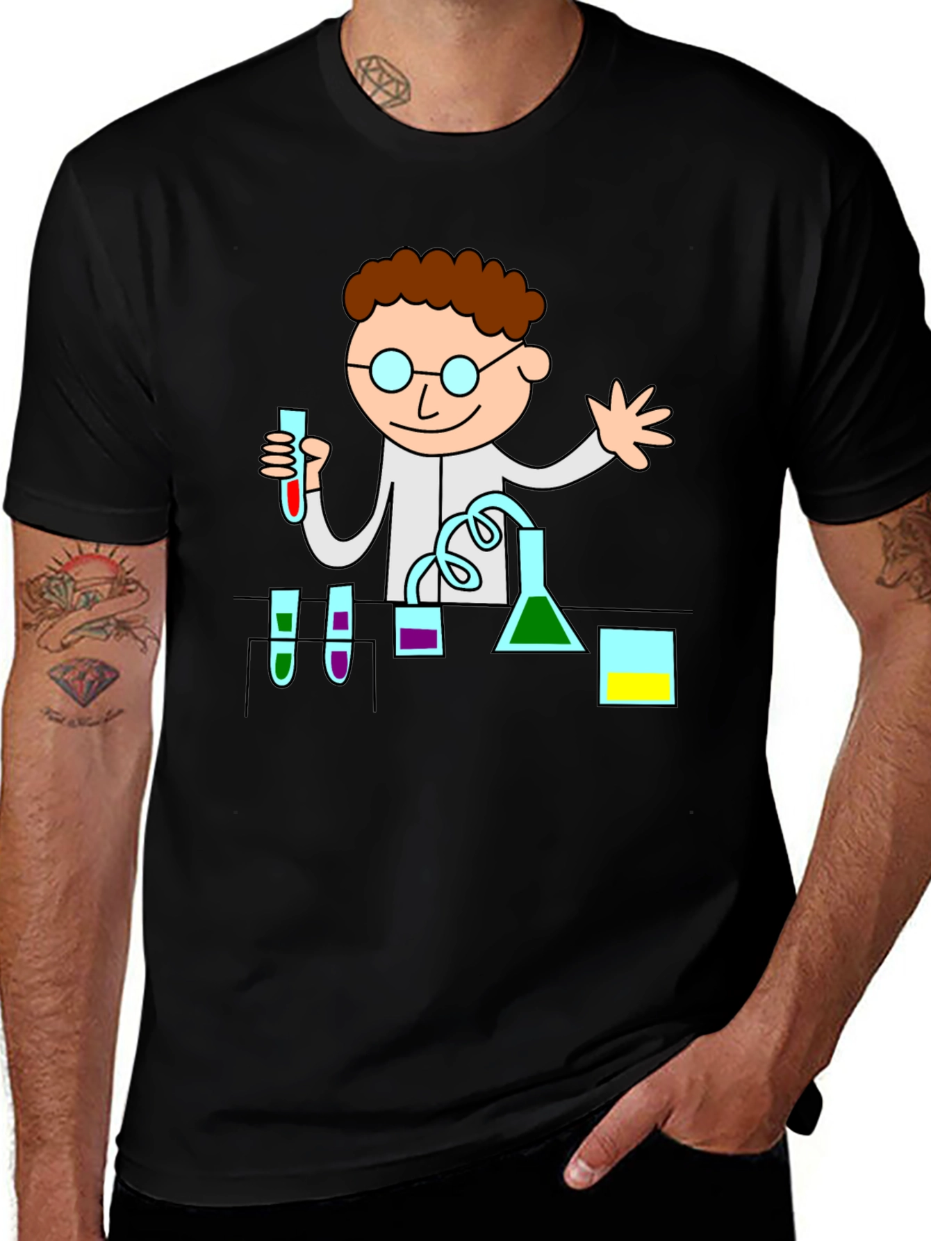 Scientist Graphic Tee - Black Cotton T-Shirt