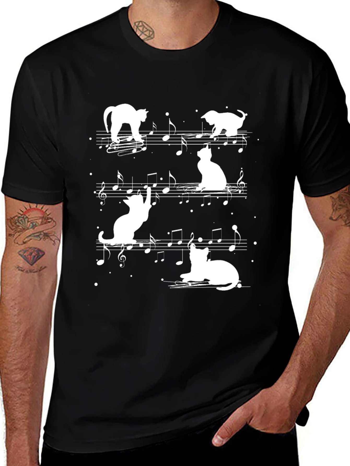Variant 20 of Cats On Staff Paper Music T-Shirt