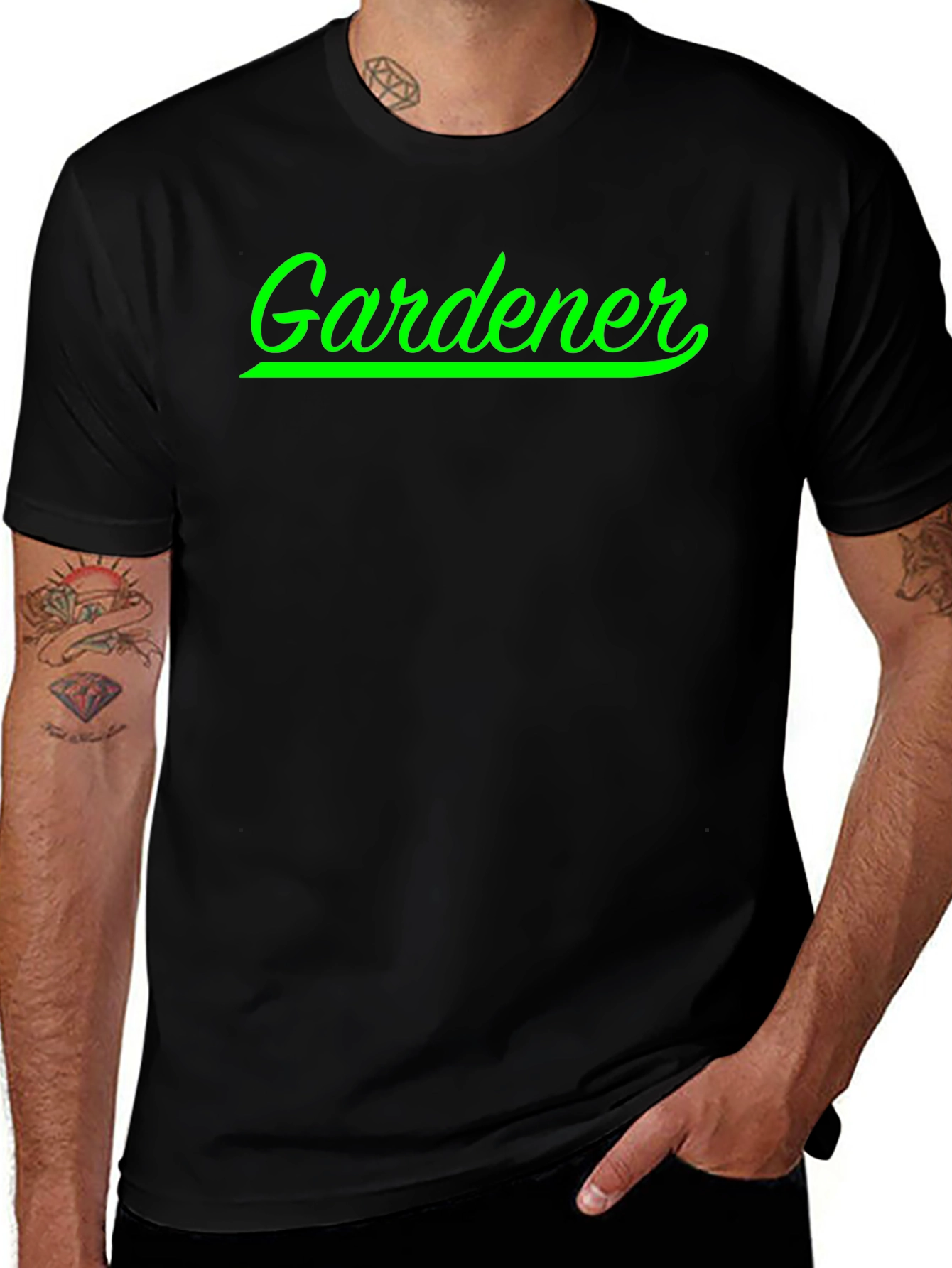 Variant 19 of Gardener T-Shirt - Green Script