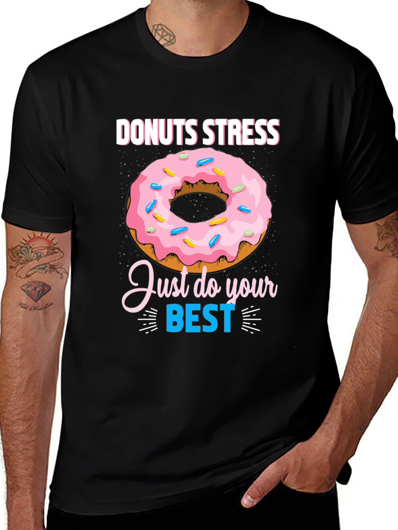 Variant 10 of Donuts Stress T-Shirt - Funny Motivational Tee