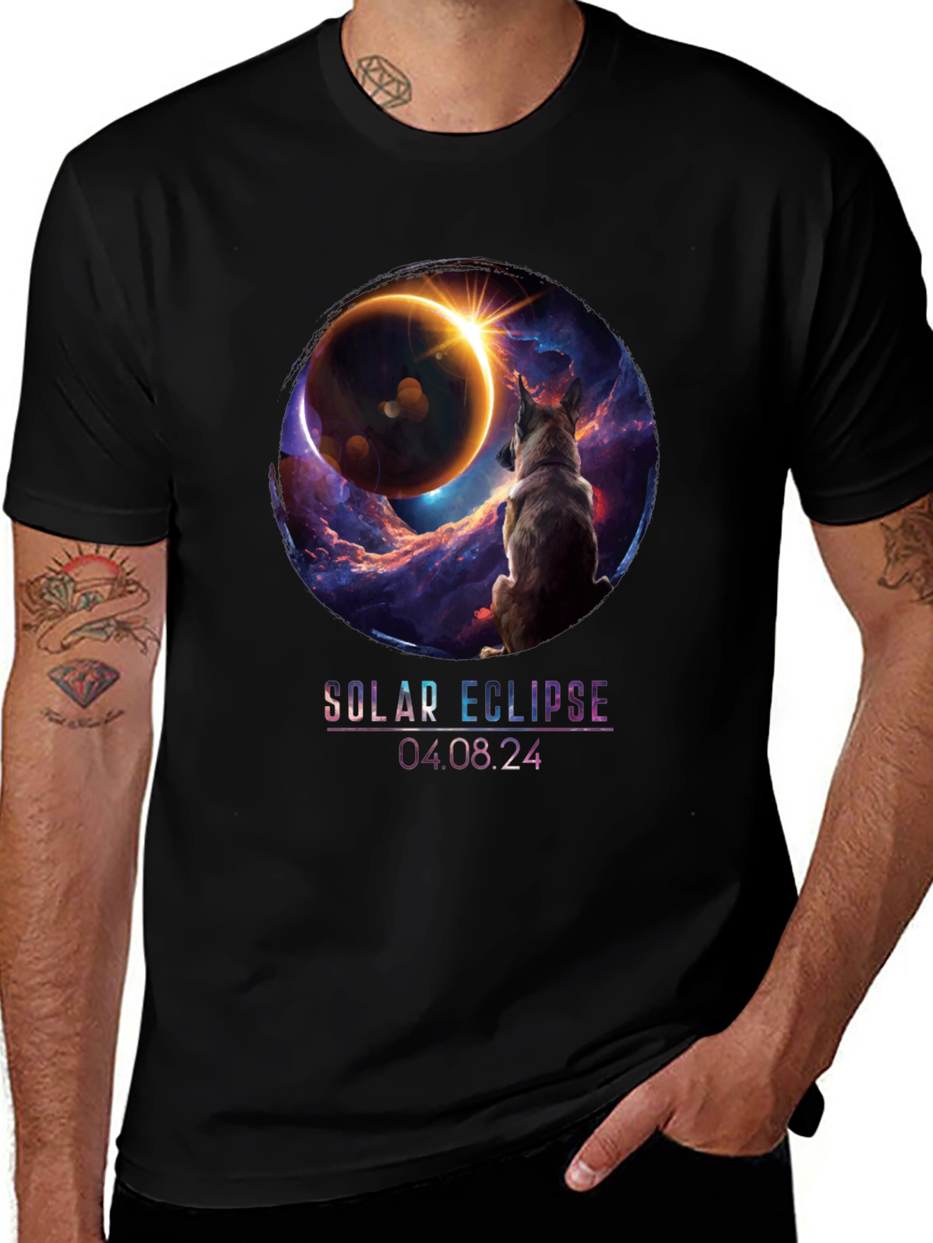 Variant 14 of Solar Eclipse Dog Graphic T-Shirt