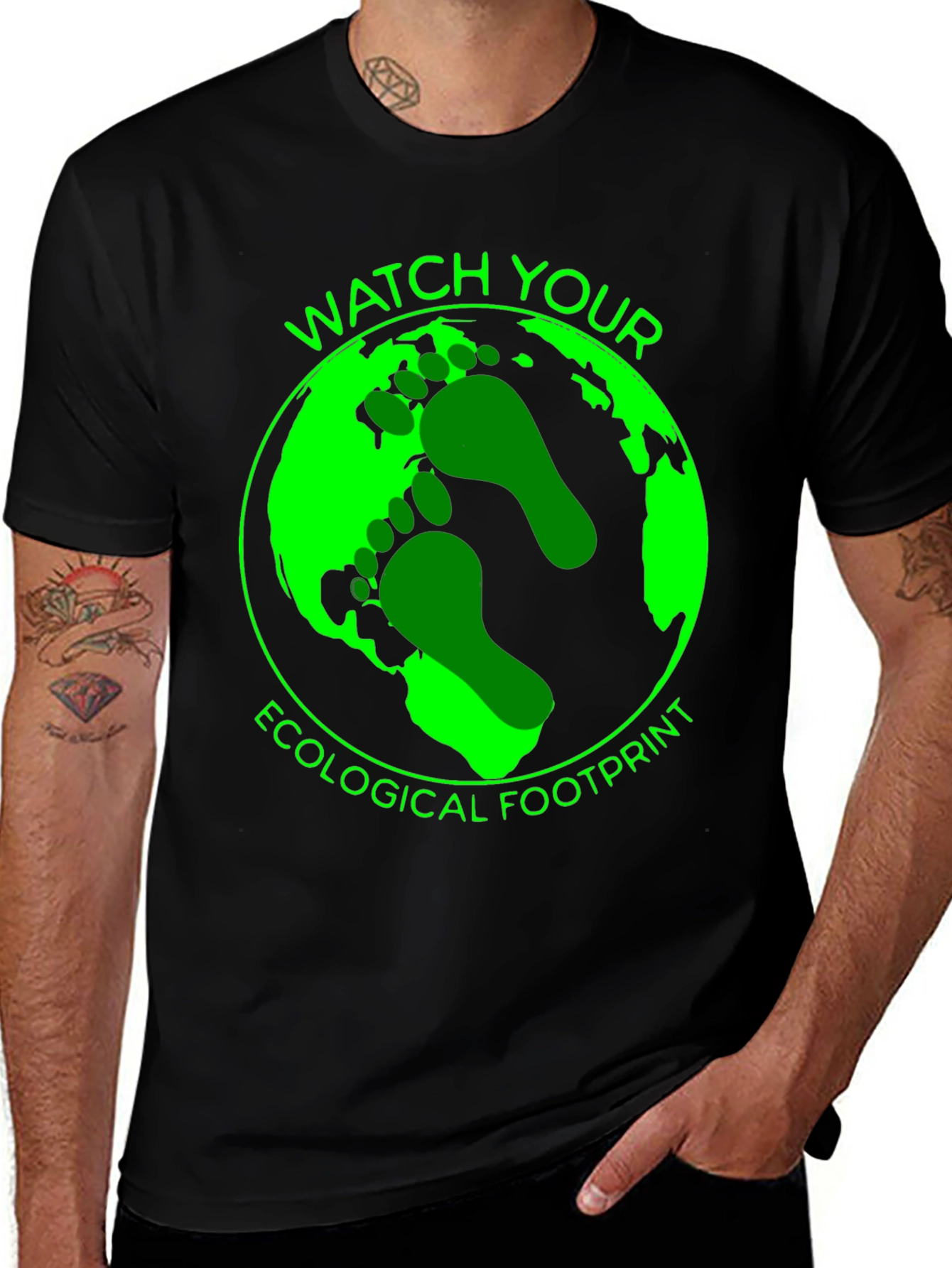 Eco Footprint Graphic Tee - Black