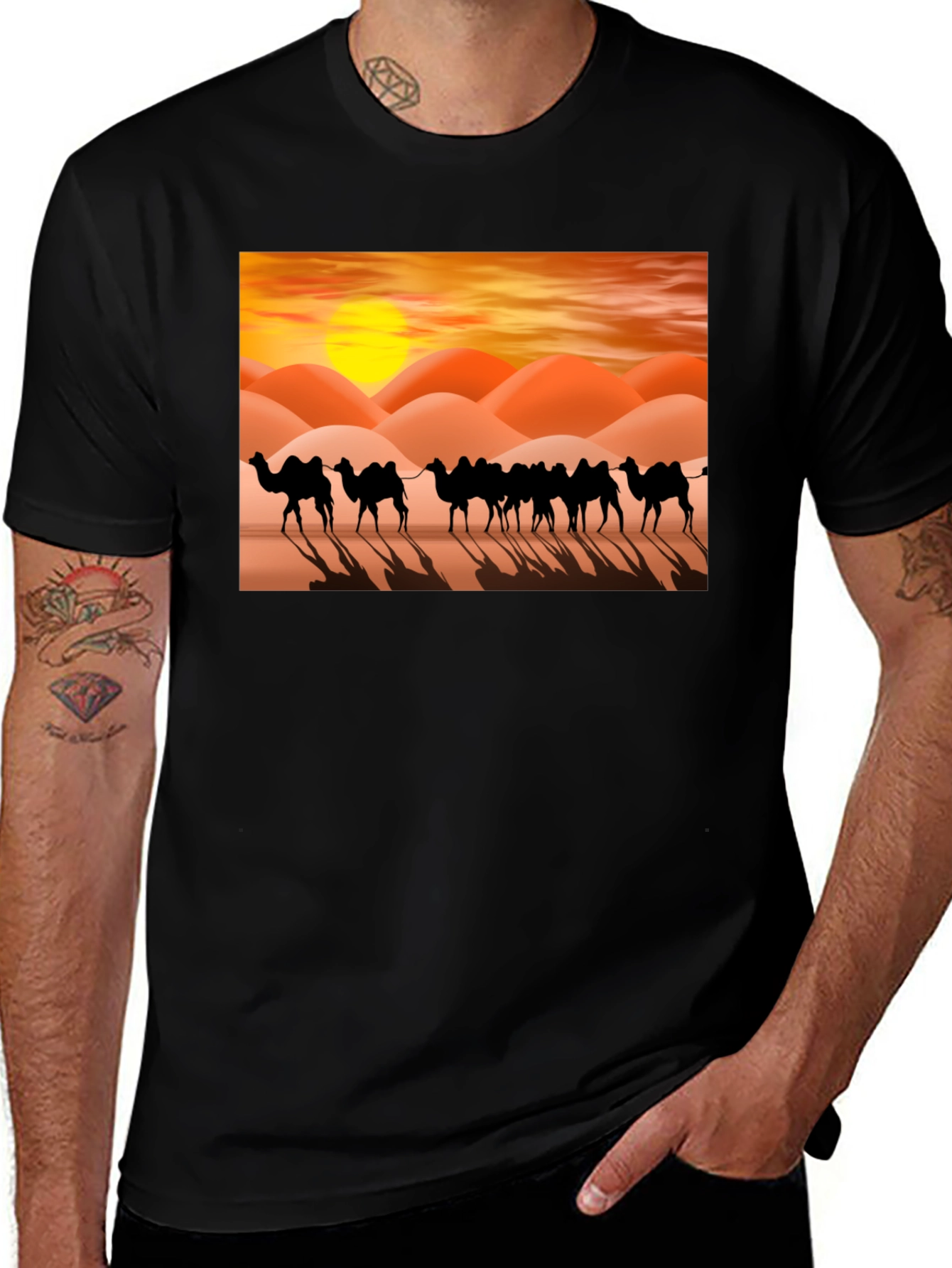 Variant 22 of Desert Camel T-Shirt - Sunset Silhouette Tee