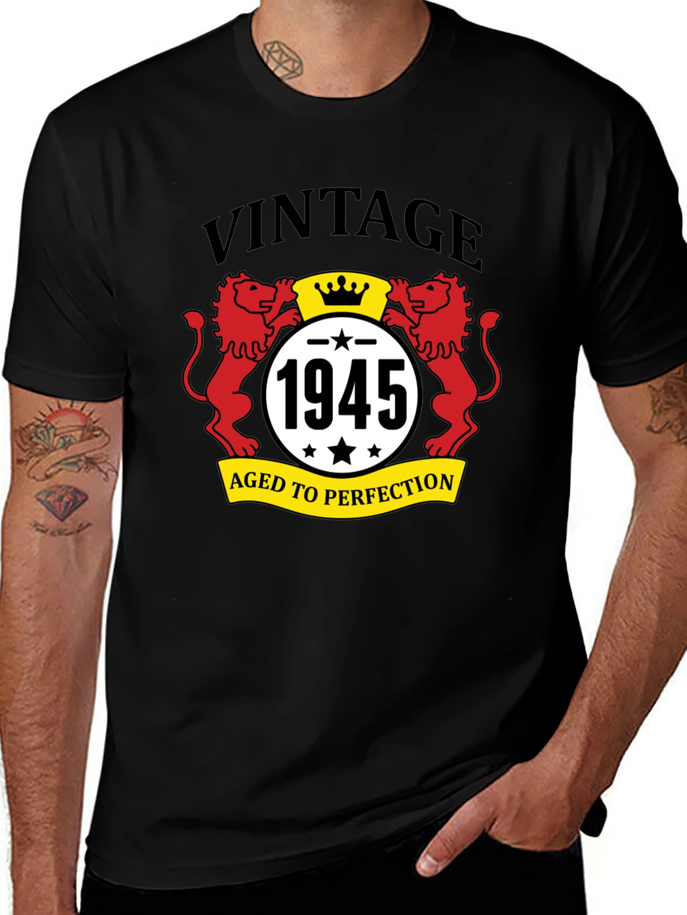 Variant 20 of Vintage 1945 Aged to Perfection Black T-Shirt