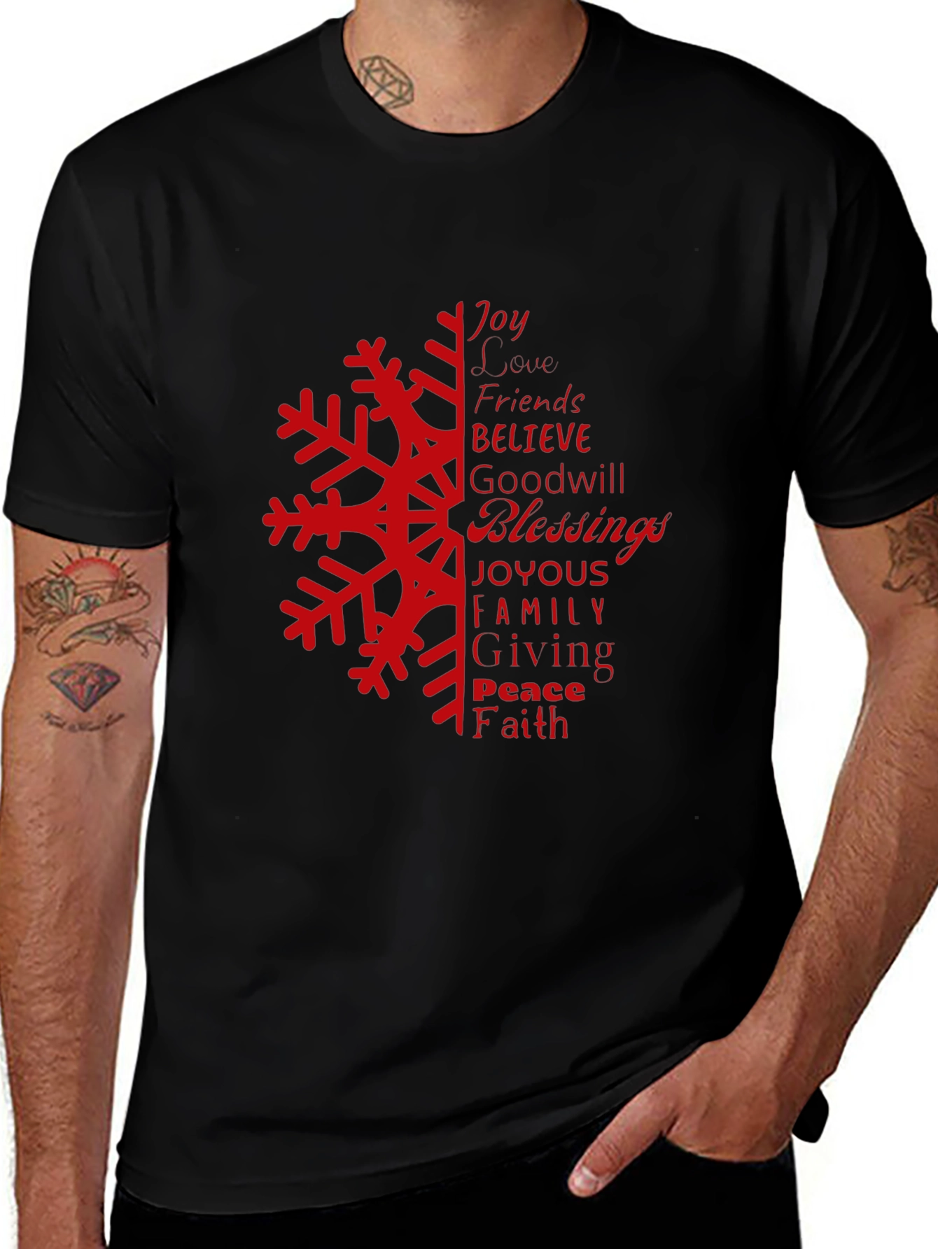 Variant 13 of Holiday Snowflake Word Art Graphic Tee