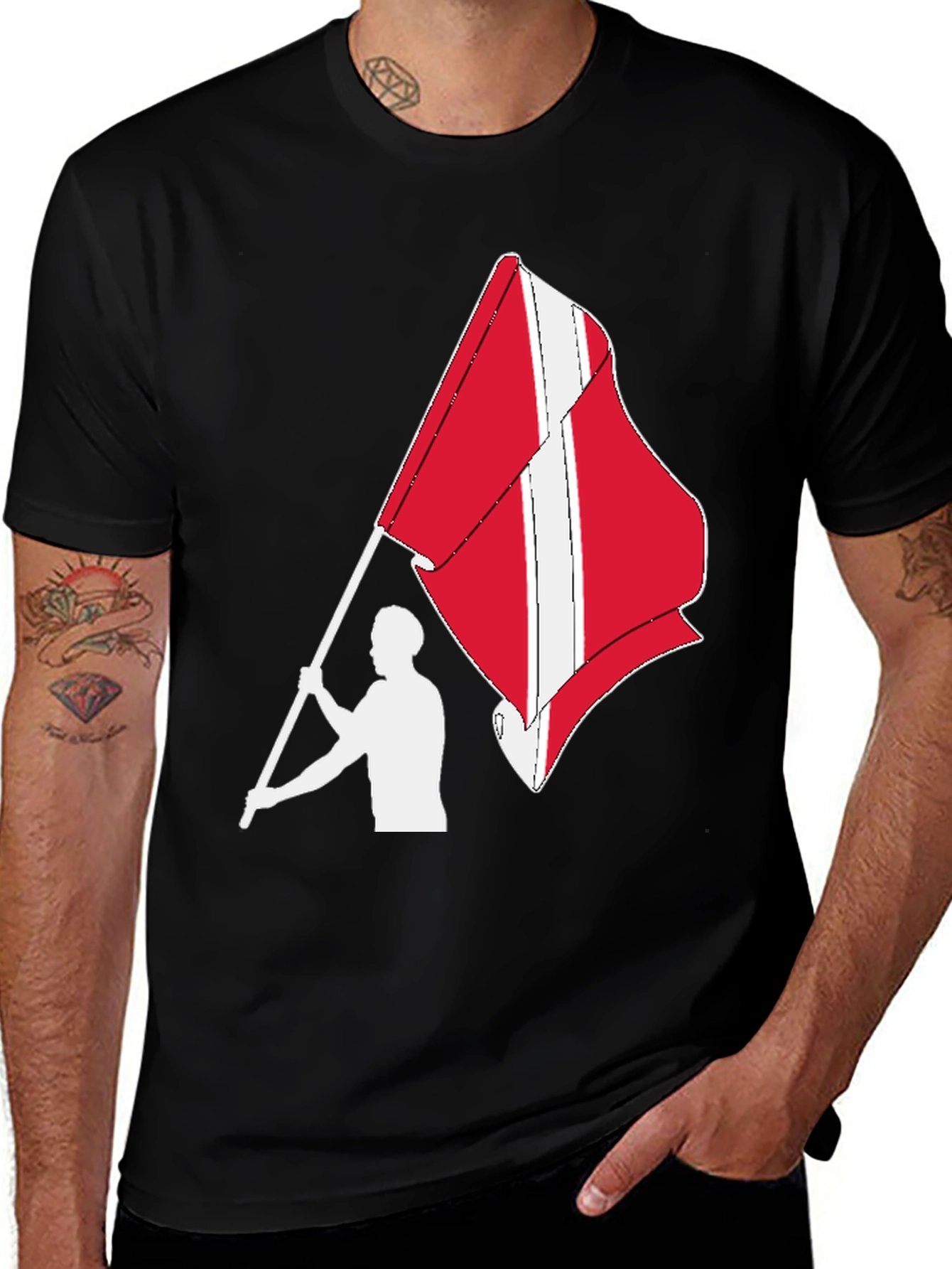 Denmark Flag Graphic Tee - Black Cotton T-Shirt
