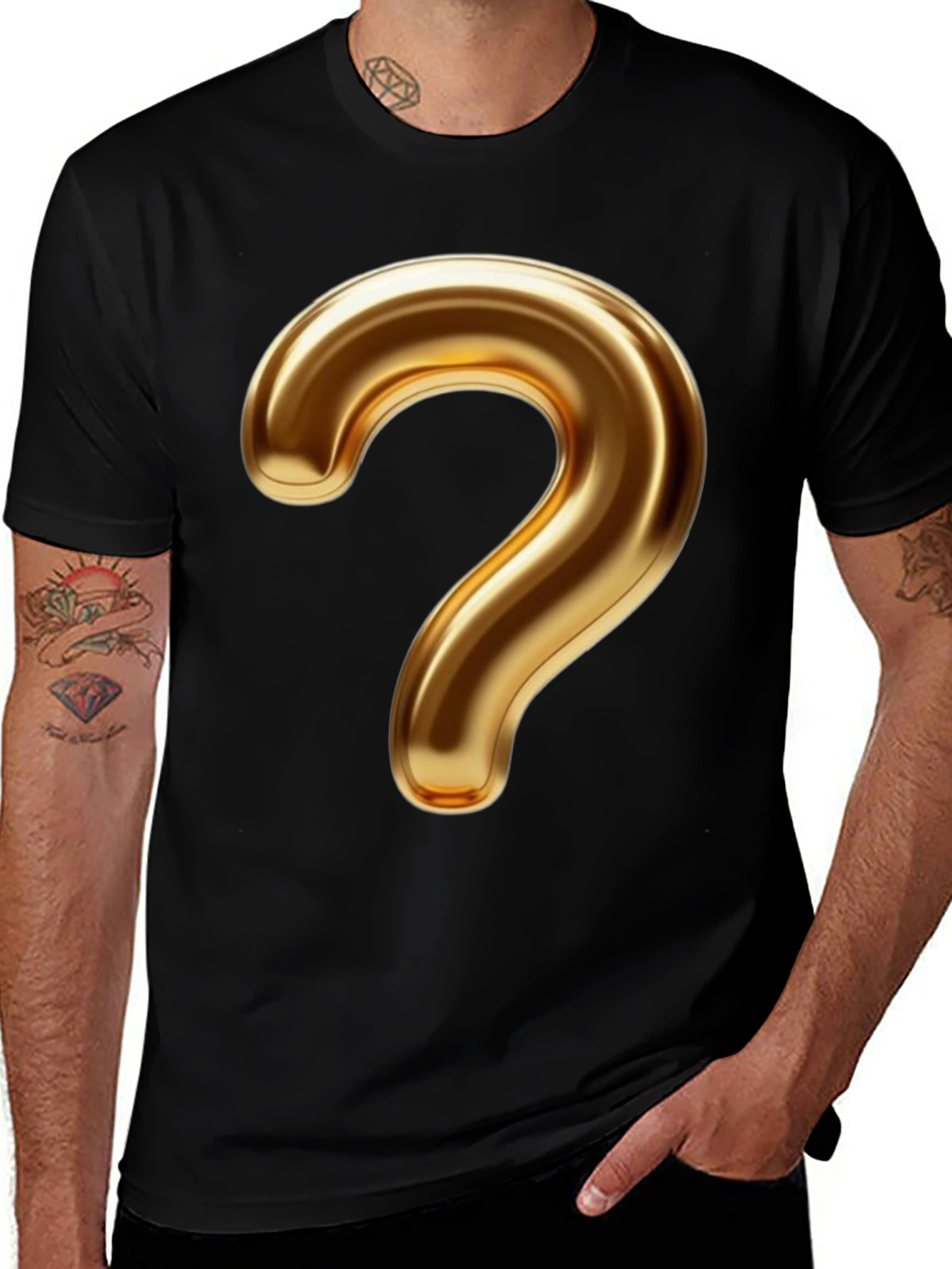 Variant 13 of Golden Question Mark Graphic T-Shirt