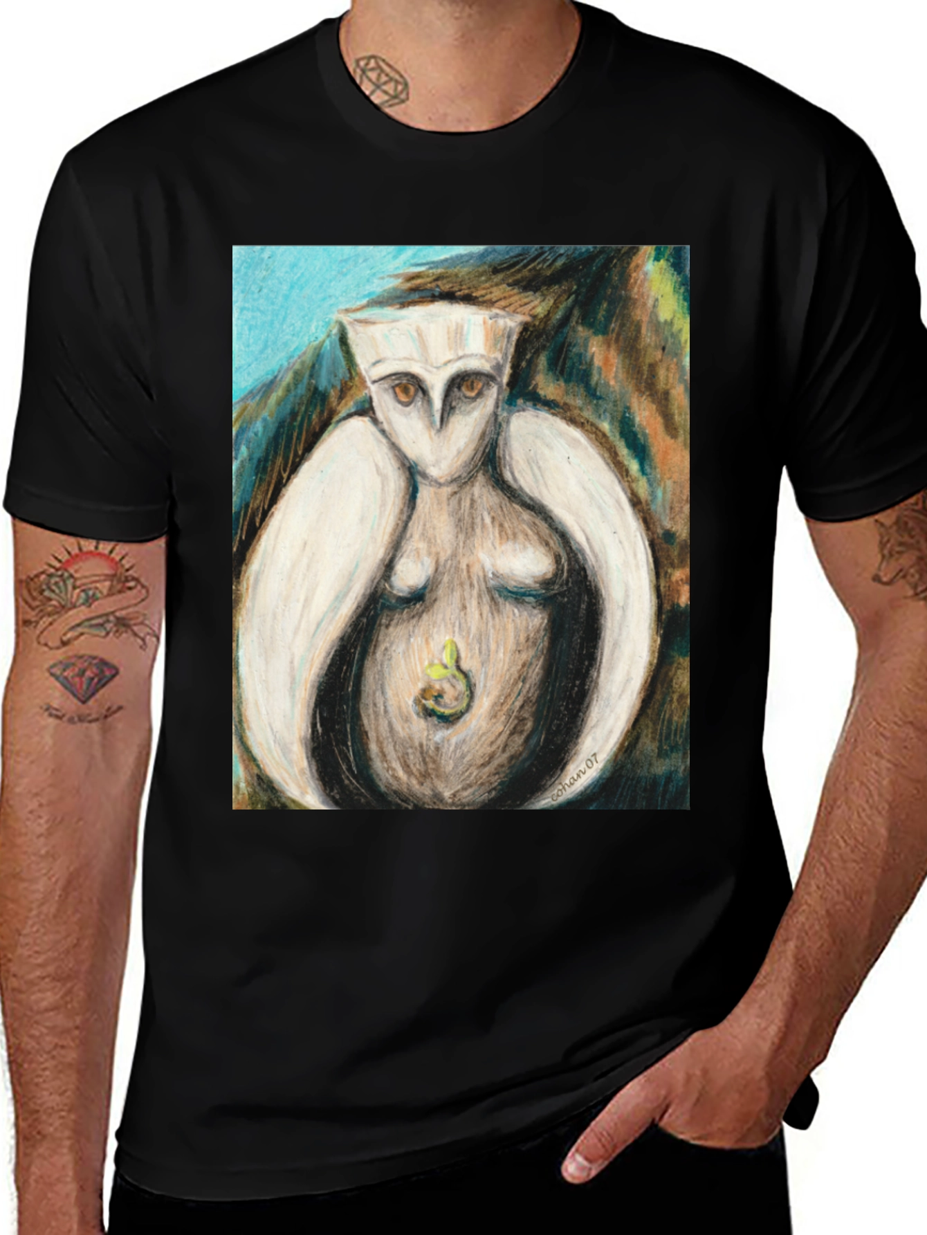 Variant 8 of Owl Art Black T-Shirt