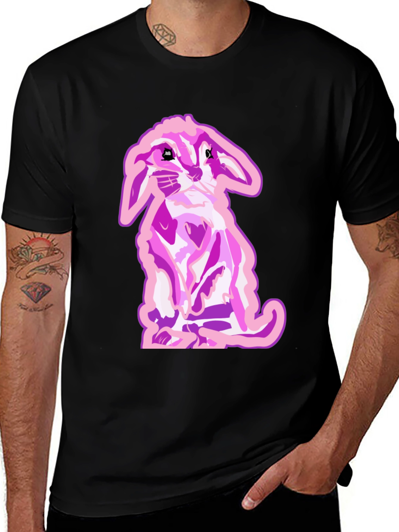 Variant 16 of Bunny Graphic Tee - Black Cotton Blend