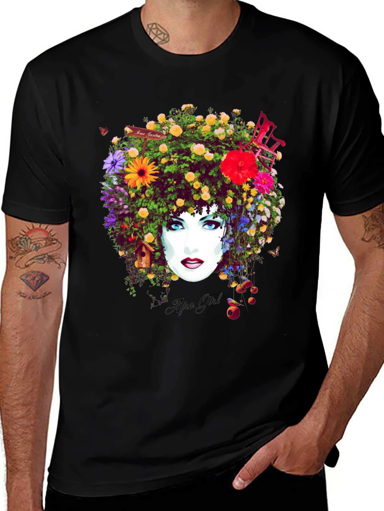 Variant 27 of Floral Afro Girl Graphic Tee - Unique Design