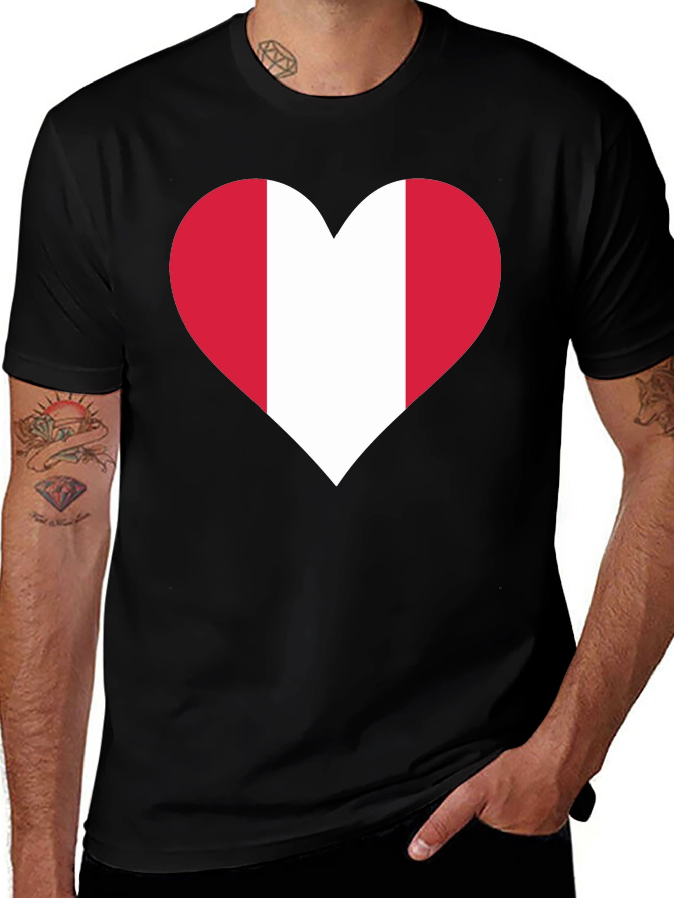 Variant 24 of Peru Flag Heart Graphic Tee - Black