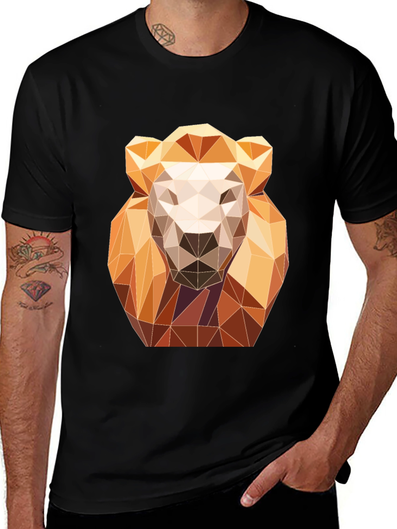 Variant 30 of Geometric Lion Graphic Tee - Modern Art Design