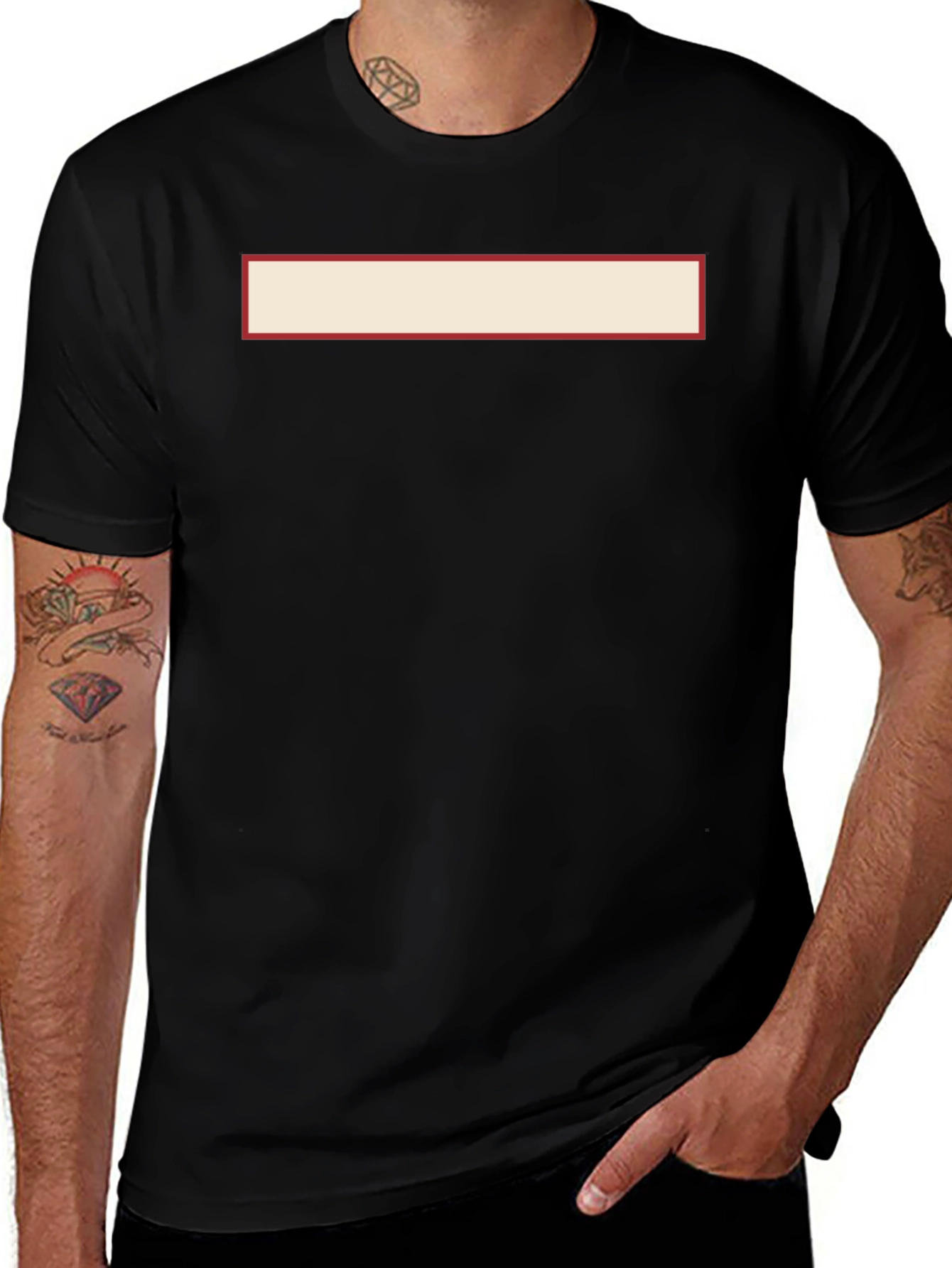 Variant 6 of Black Crew Neck T-Shirt with Customizable Rectangle