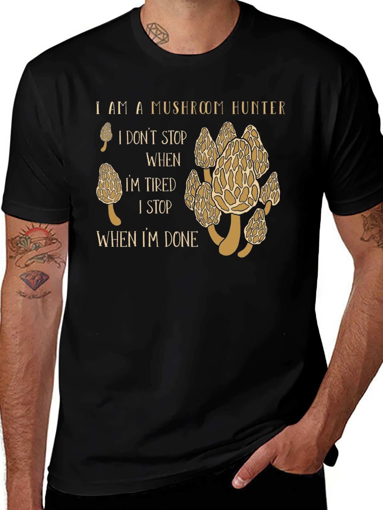 Variant 11 of Mushroom Hunter T-Shirt - Novelty Morels Design