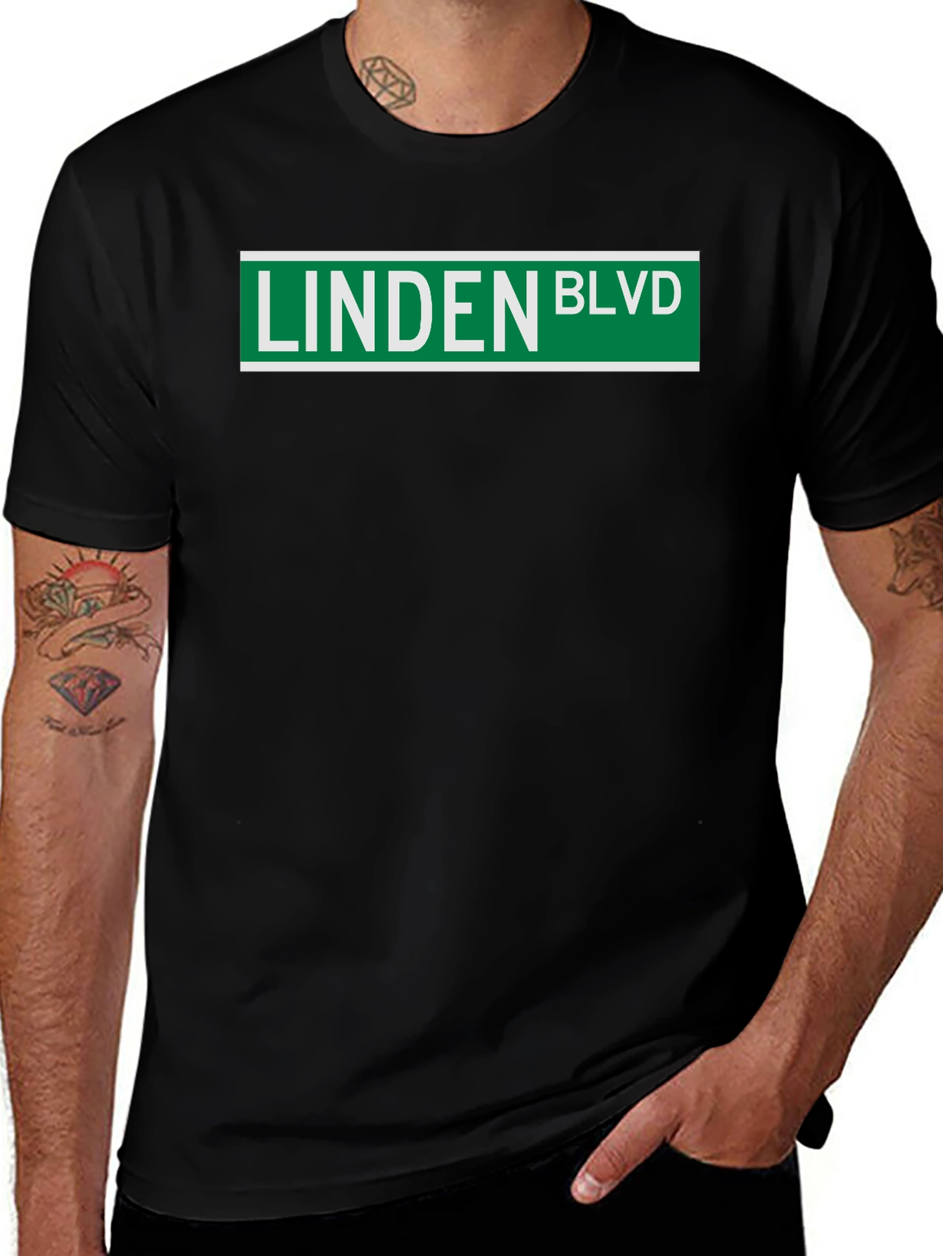 Linden Blvd Street Sign T-Shirt - Classic Black Tee