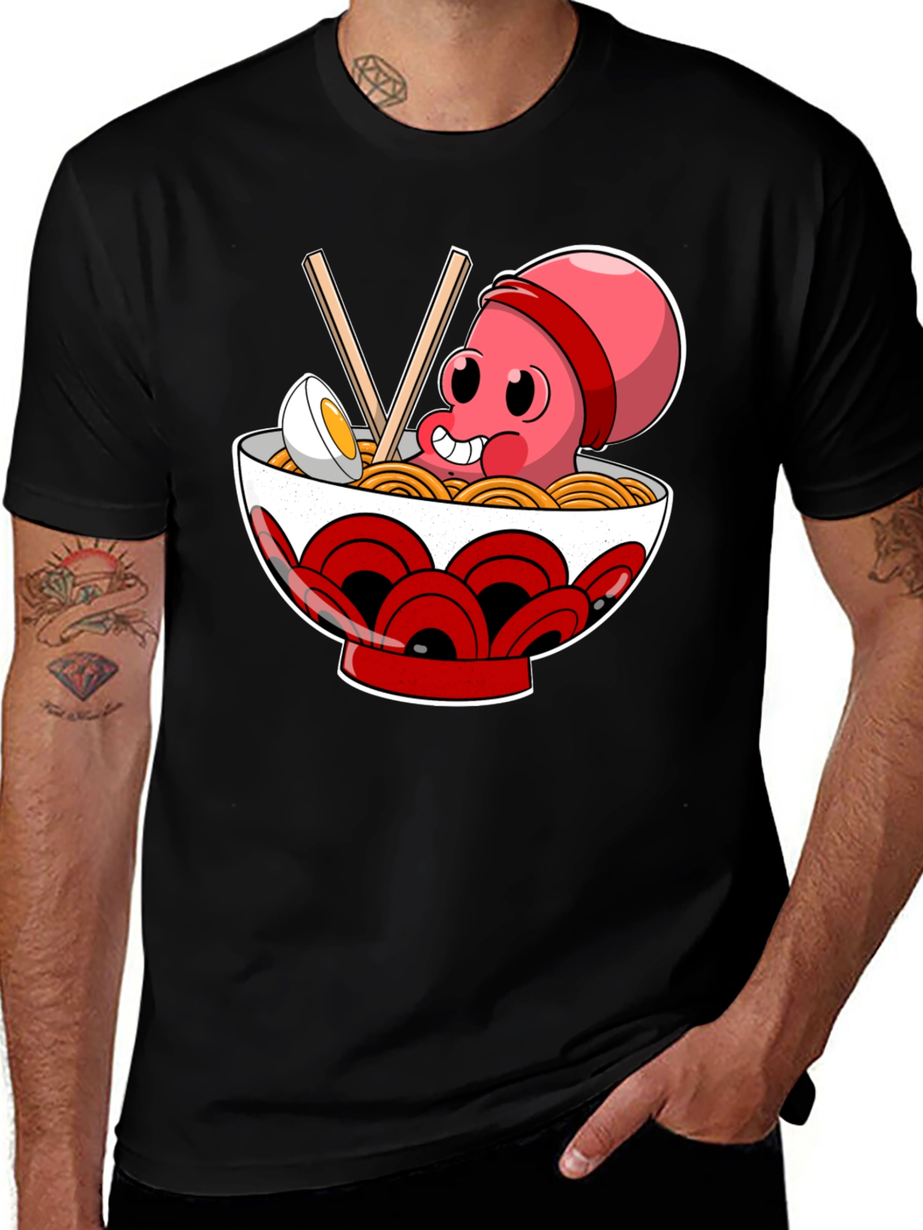 Variant 9 of Octopus Ramen Bowl Graphic Tee