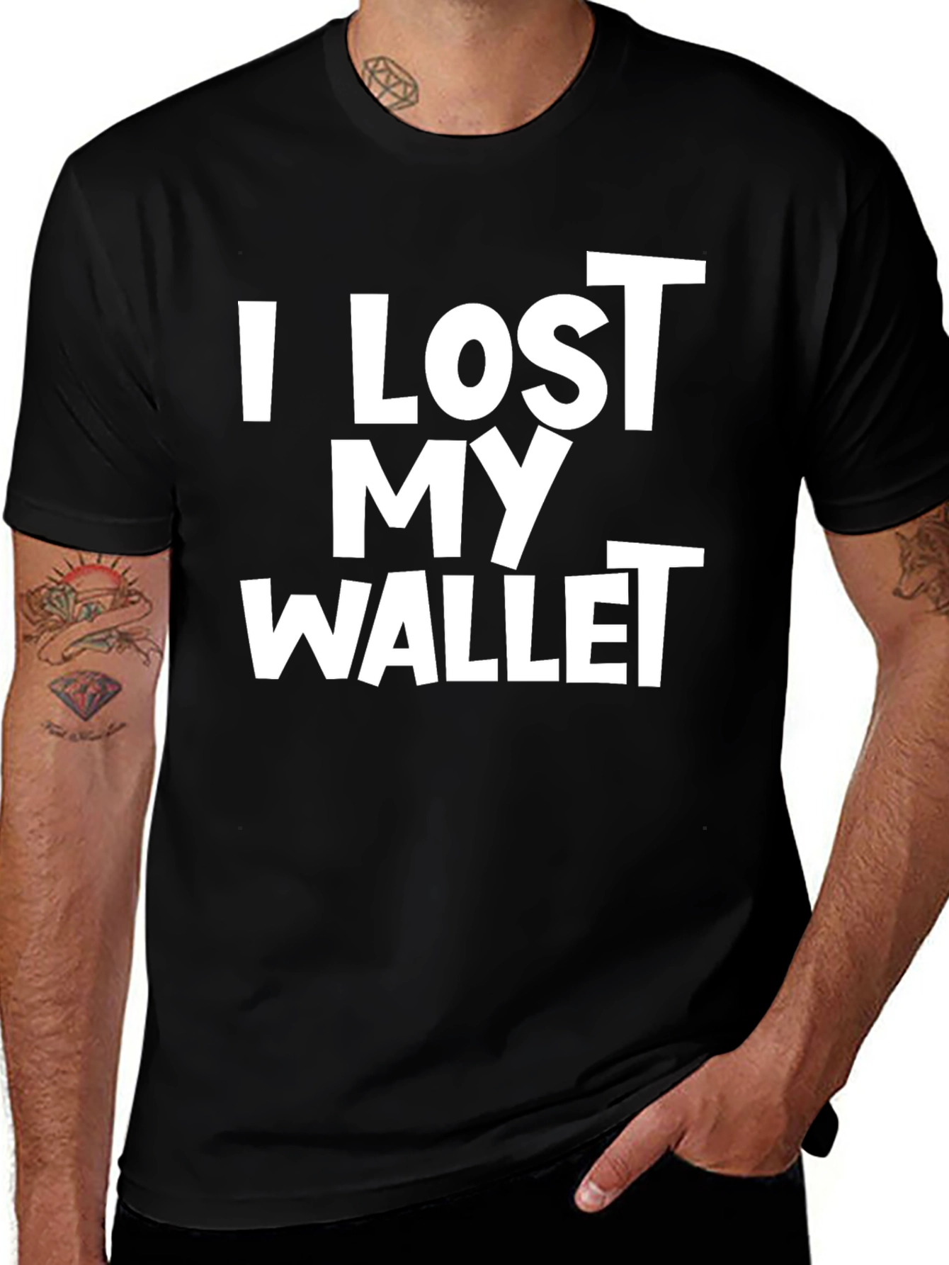 Variant 11 of Humorous "I Lost My Wallet" Black T-Shirt