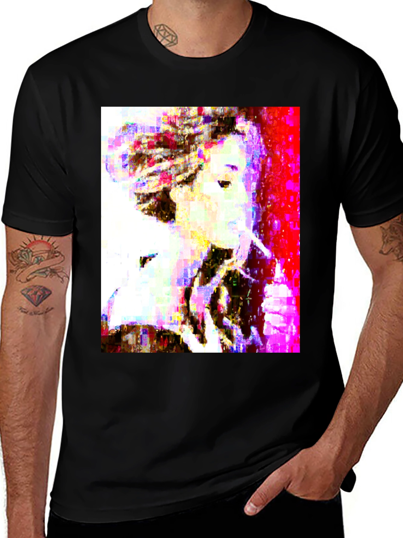 Variant 20 of Abstract Pixel Portrait Black T-Shirt