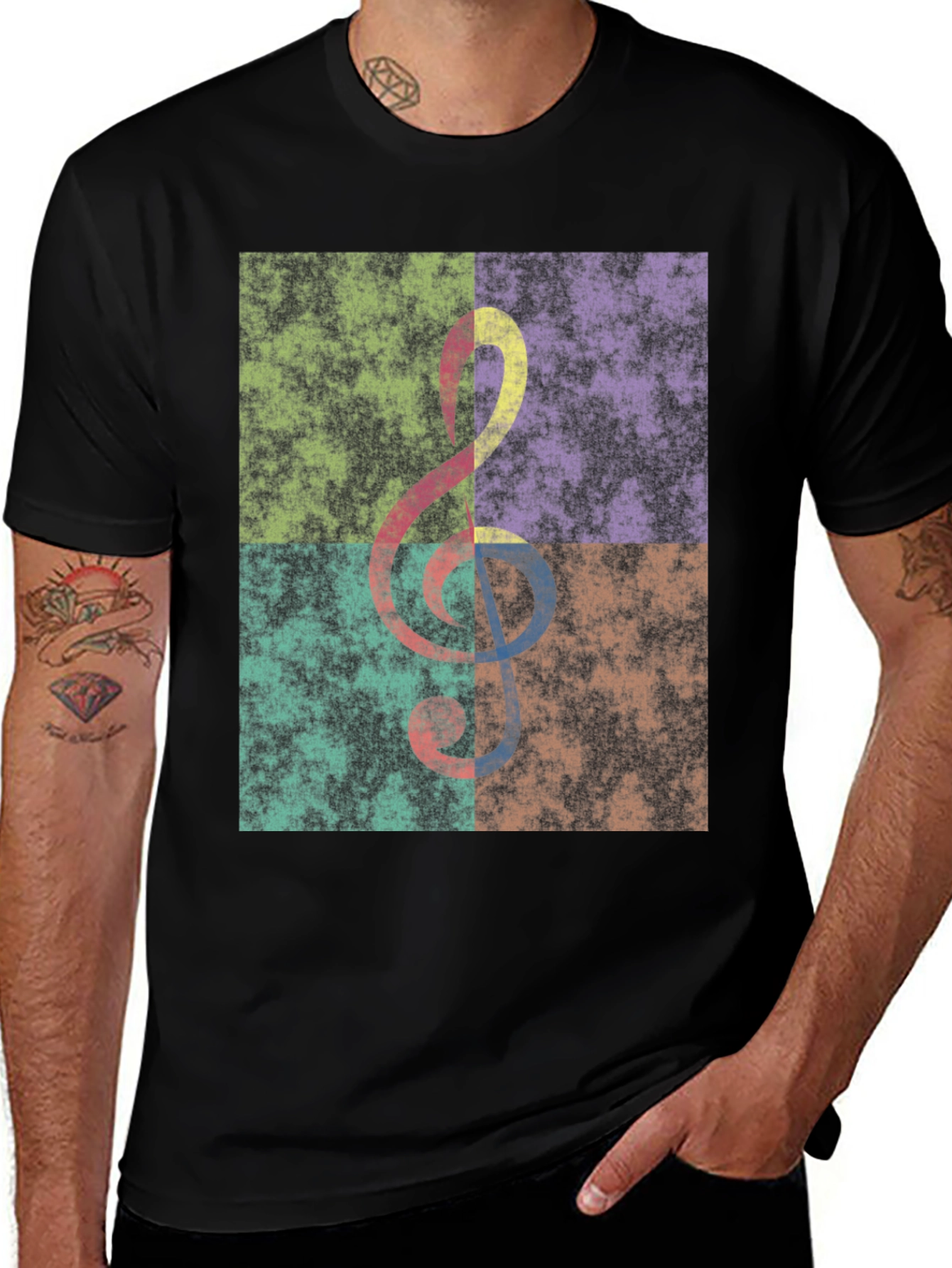 Variant 13 of Musical Treble Clef Graphic Tee - Black