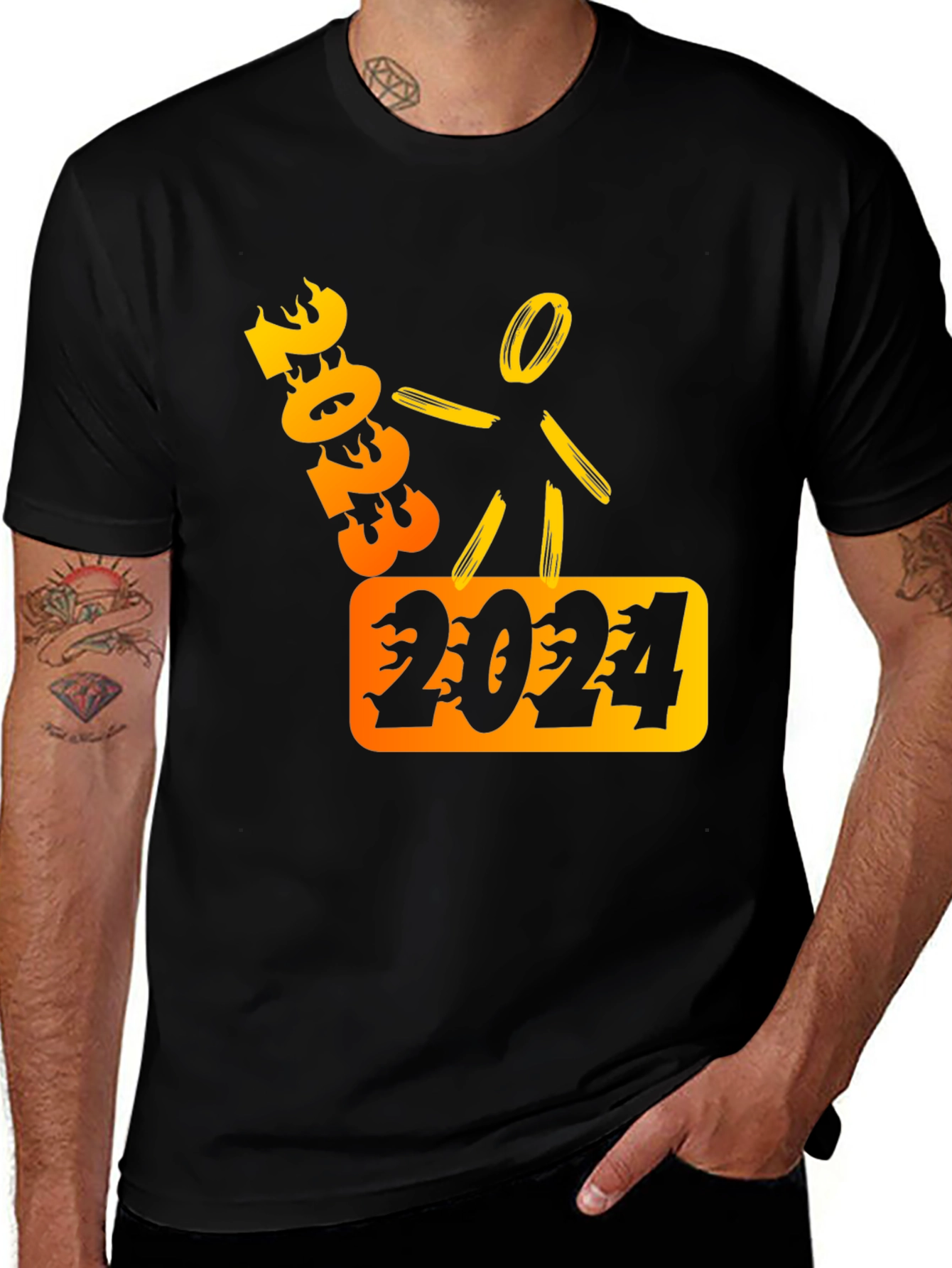 Variant 3 of Fiery New Year T-Shirt: 2023 Burning to 2024