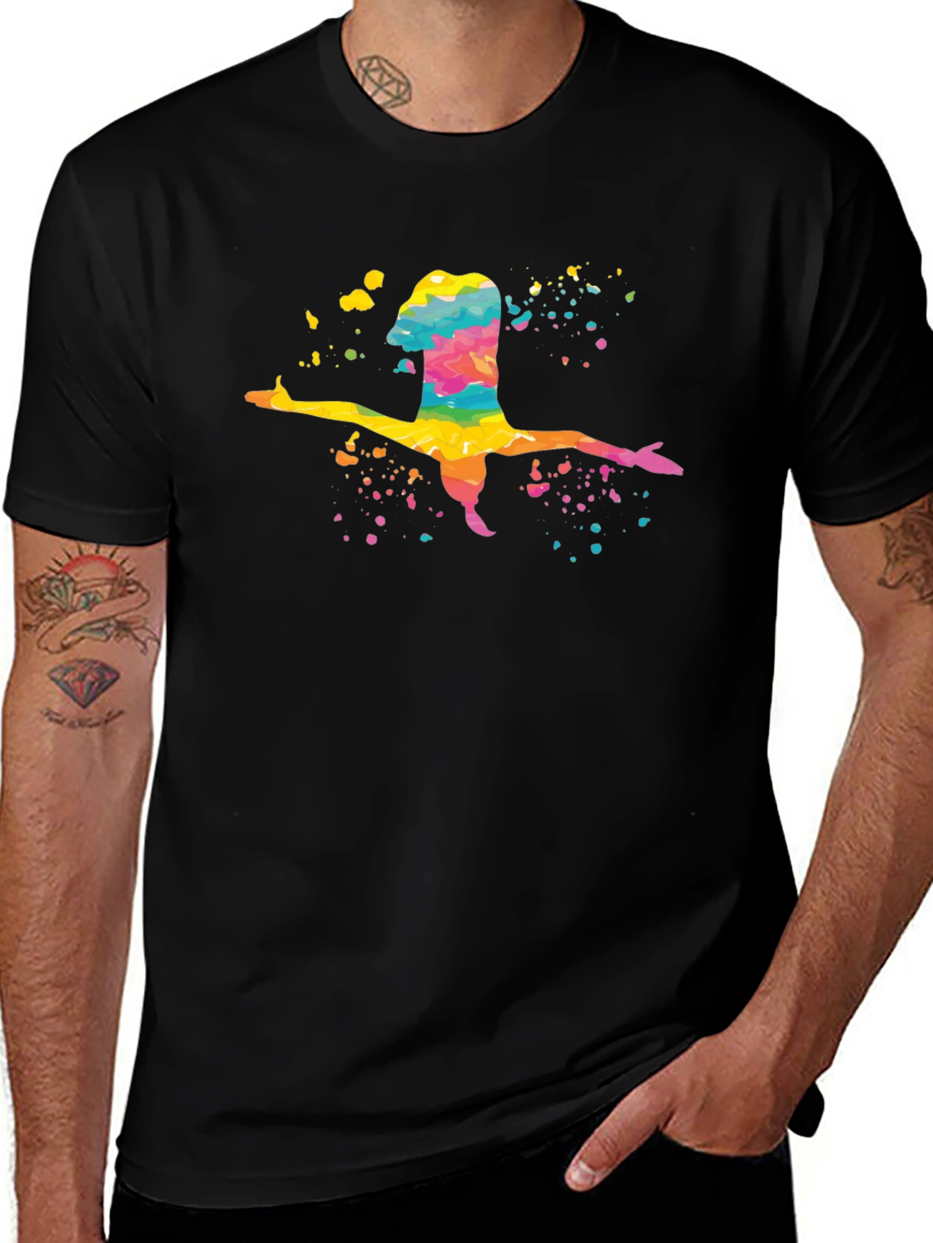 Variant 19 of Rainbow Gymnast T-Shirt - Artistic Watercolor Design