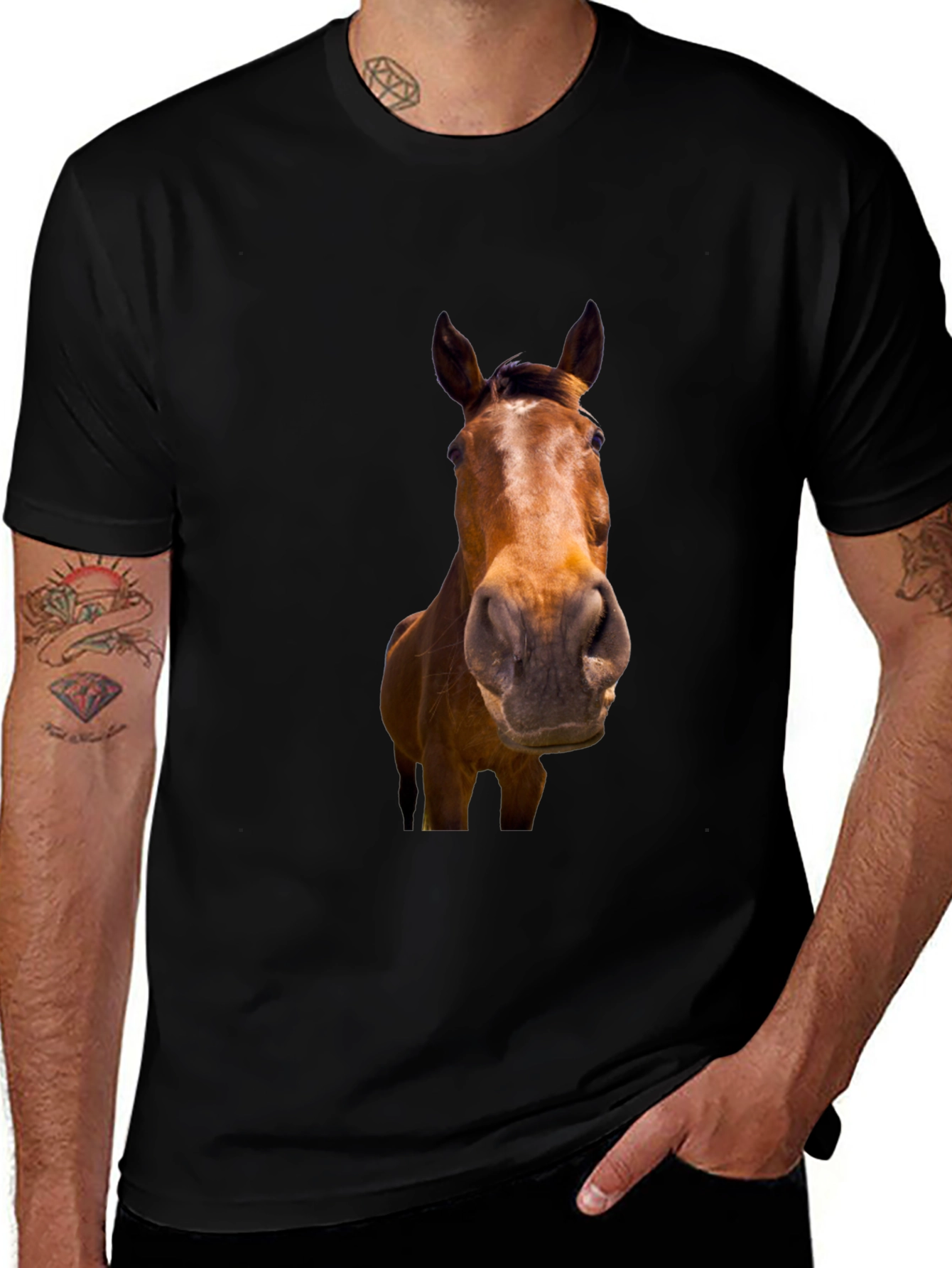 Variant 21 of Black Horse Graphic T-Shirt for Men