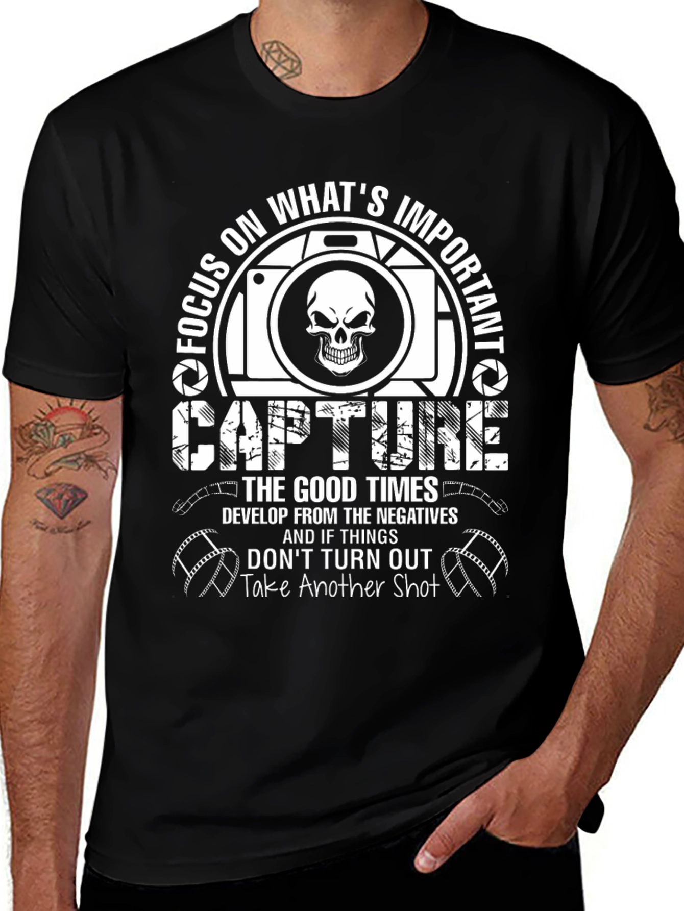 Variant 16 of Focus On What's Important Camera Skull T-Shirt