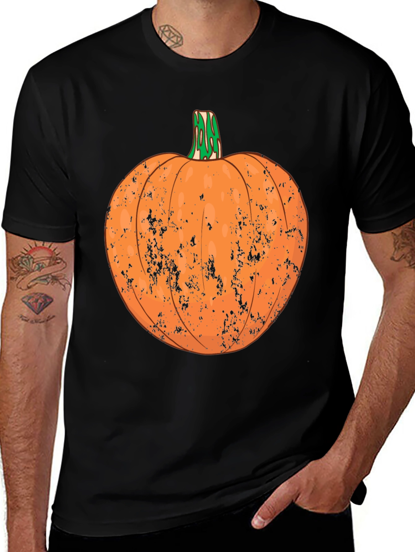 Distressed Pumpkin Graphic Tee - Halloween Ready
